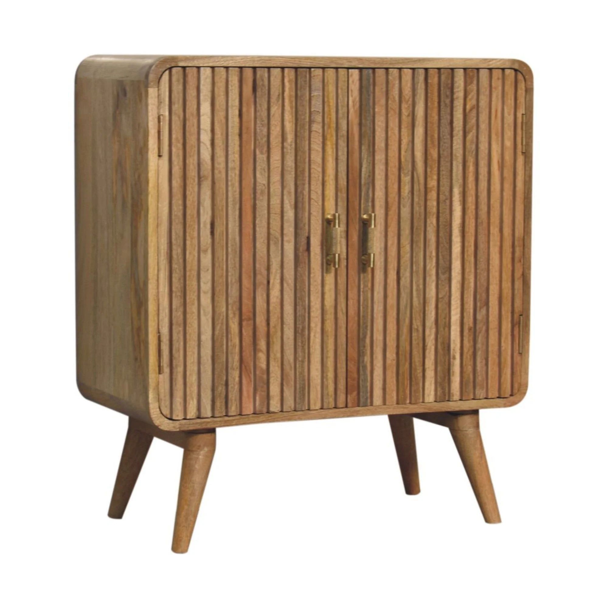 Solid Wood Cabinet, T-bar Ridged 2 Doors, Light Brown - Image 10