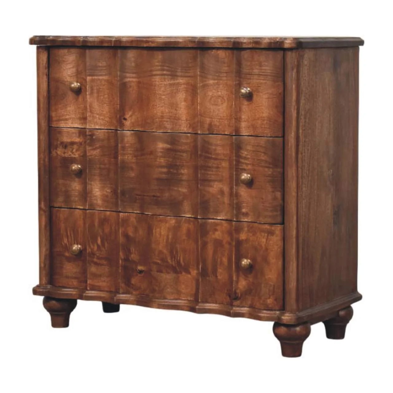 Solid Wood Camille Chest, Three Drawers Storage, Brown