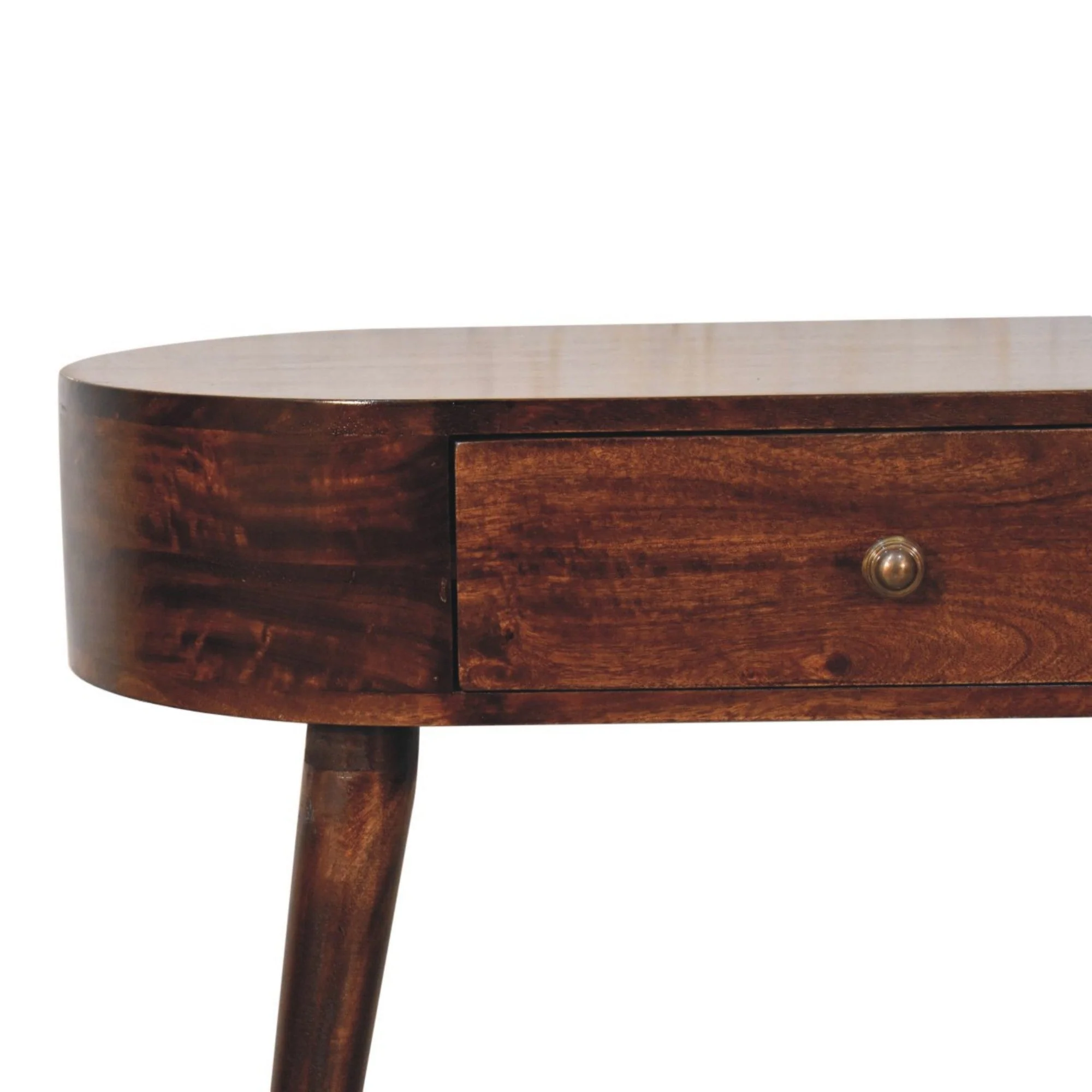 Solid Wood Console Table with 1 Drawer, Rounded, California Walnut Brown - Image 2