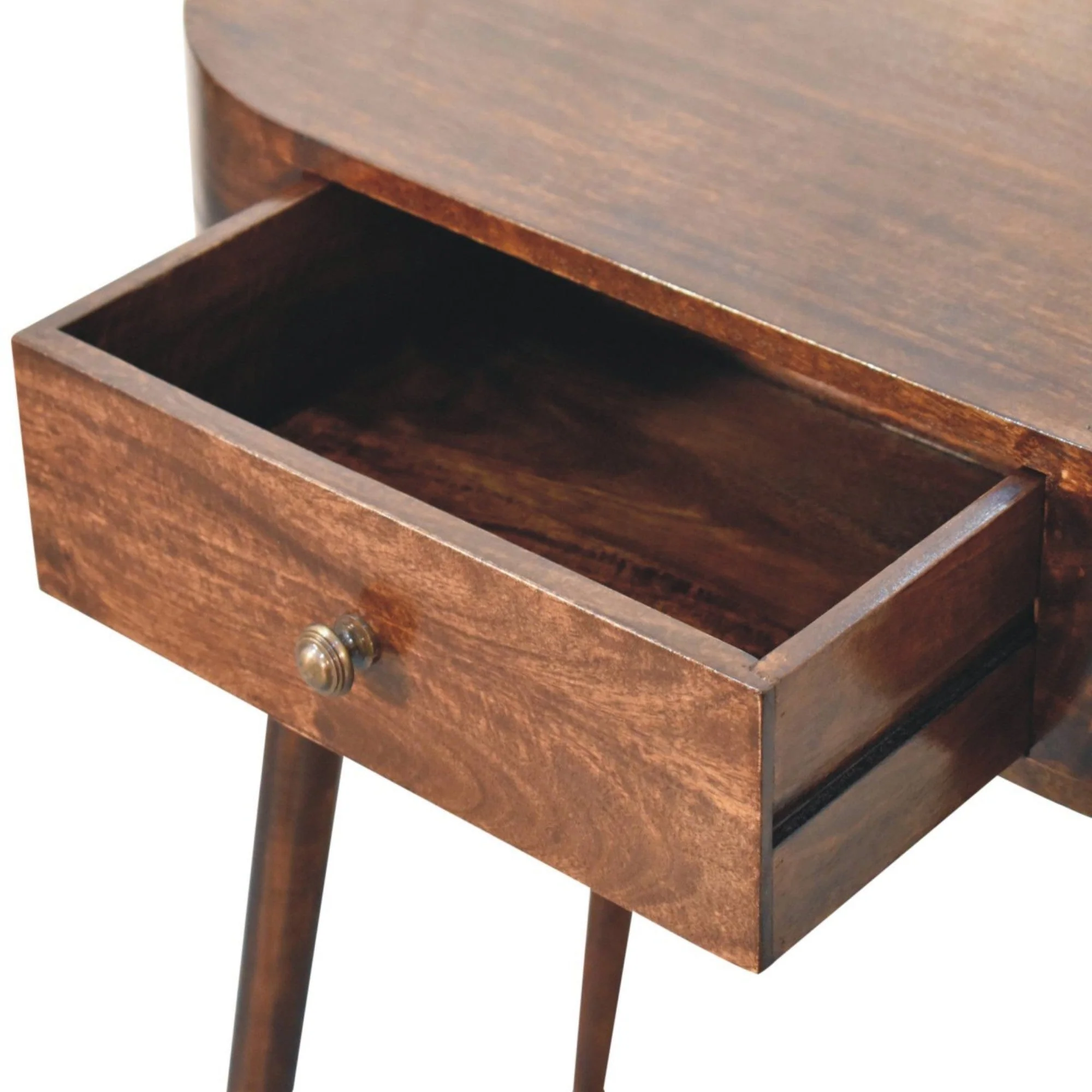 Solid Wood Console Table with 1 Drawer, Rounded, California Walnut Brown - Image 3