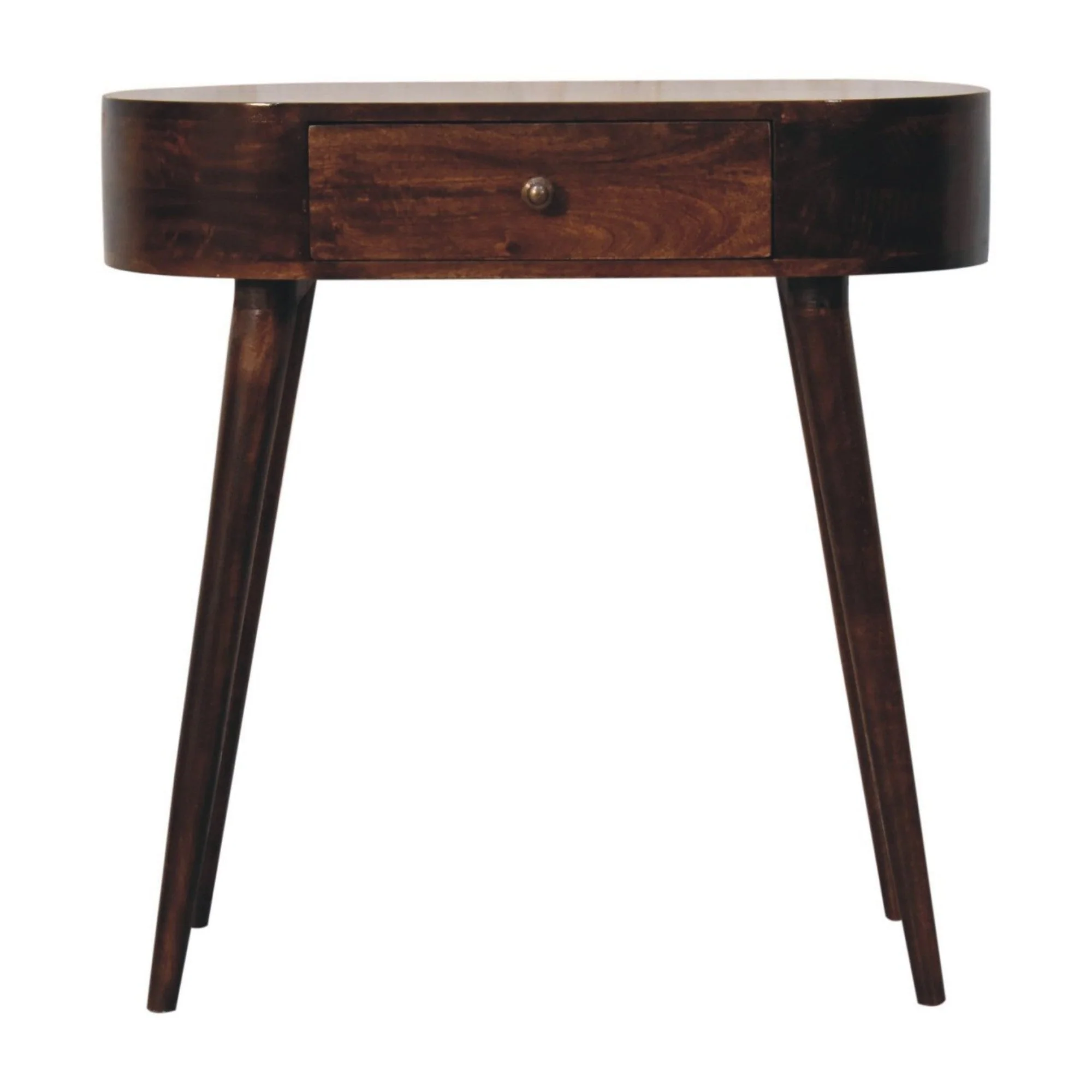 Solid Wood Console Table with 1 Drawer, Rounded, California Walnut Brown - Image 4