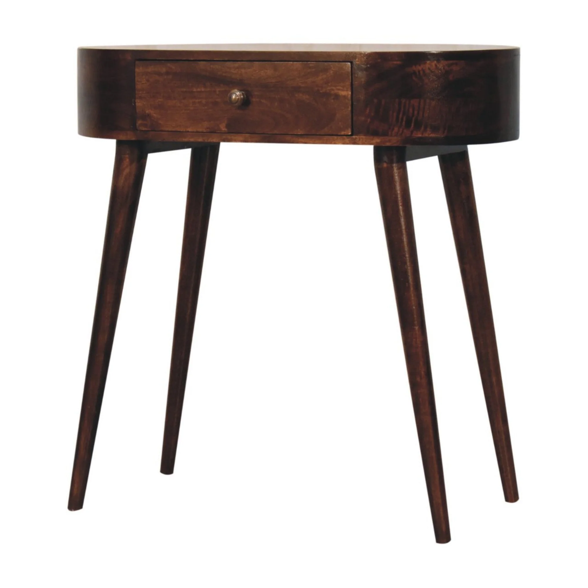 Solid Wood Console Table with 1 Drawer, Rounded, California Walnut Brown - Image 5
