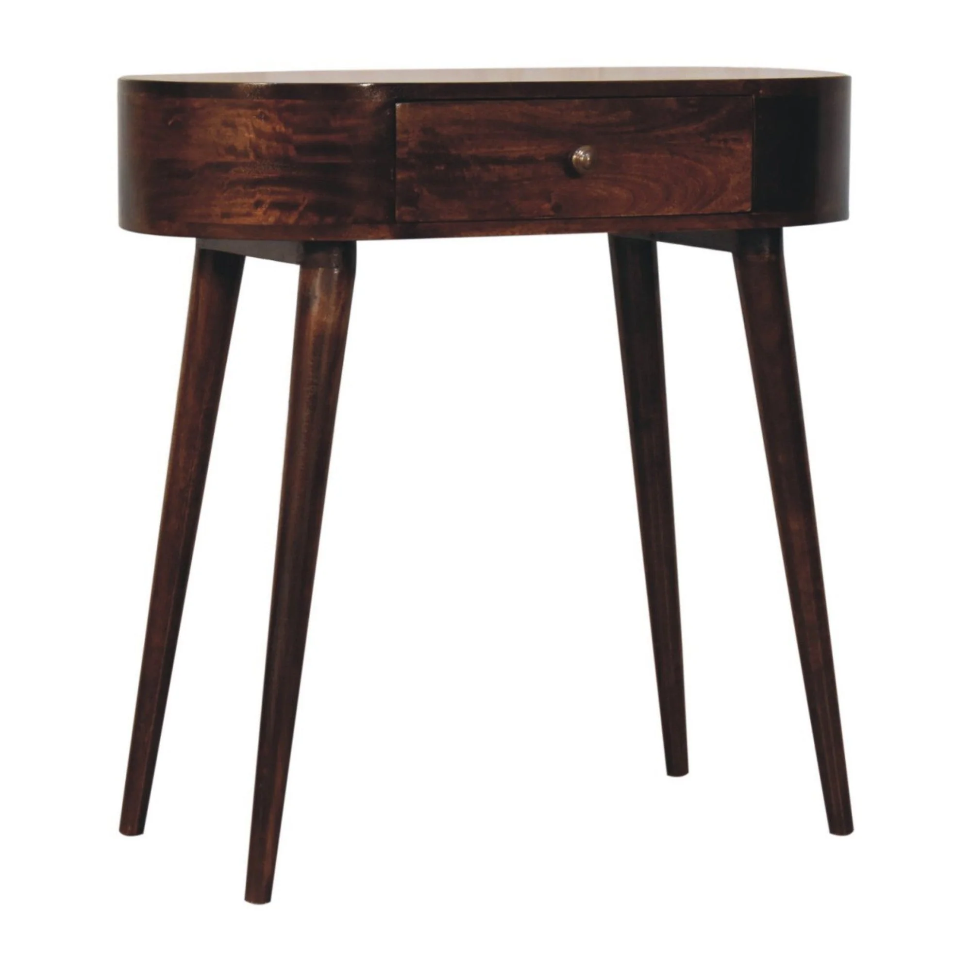 Solid Wood Console Table with 1 Drawer, Rounded, California Walnut Brown - Image 6