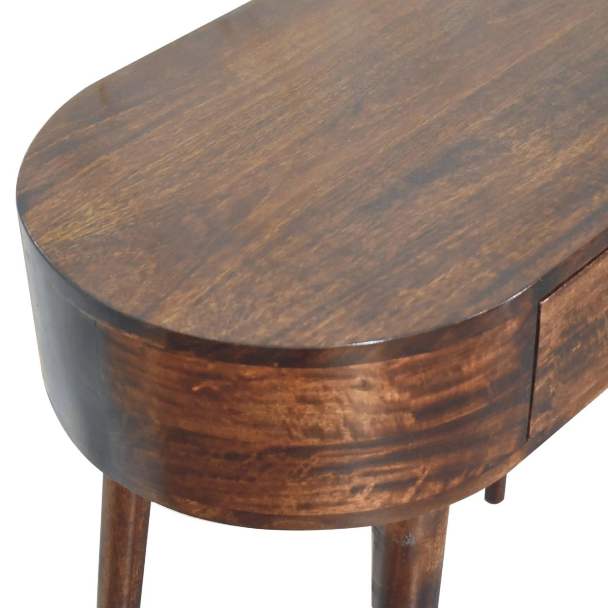 Solid Wood Console Table with 1 Drawer, Rounded, California Walnut Brown - Image 7