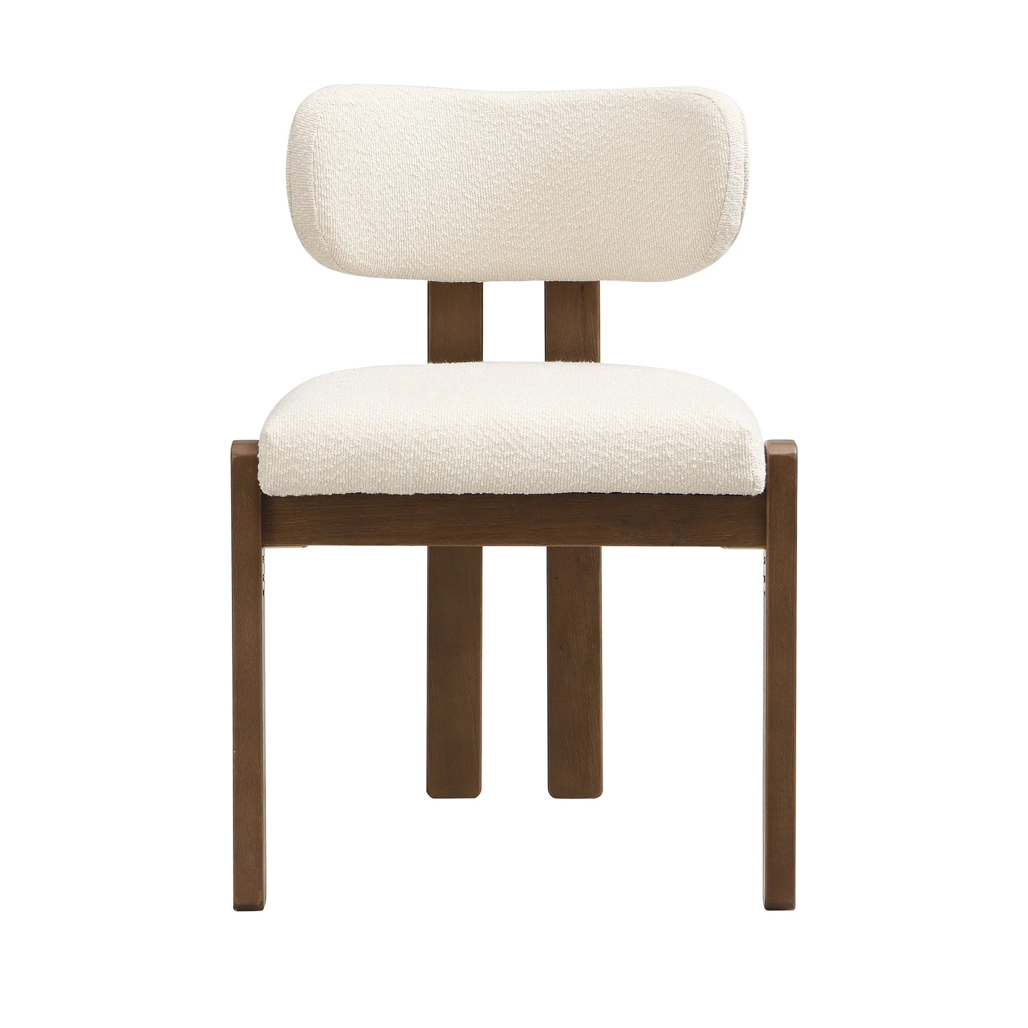 Solid Wood Dining Chairs Set of 6 with Modern Bouclé Fabric, Walnut Finish - Image 9