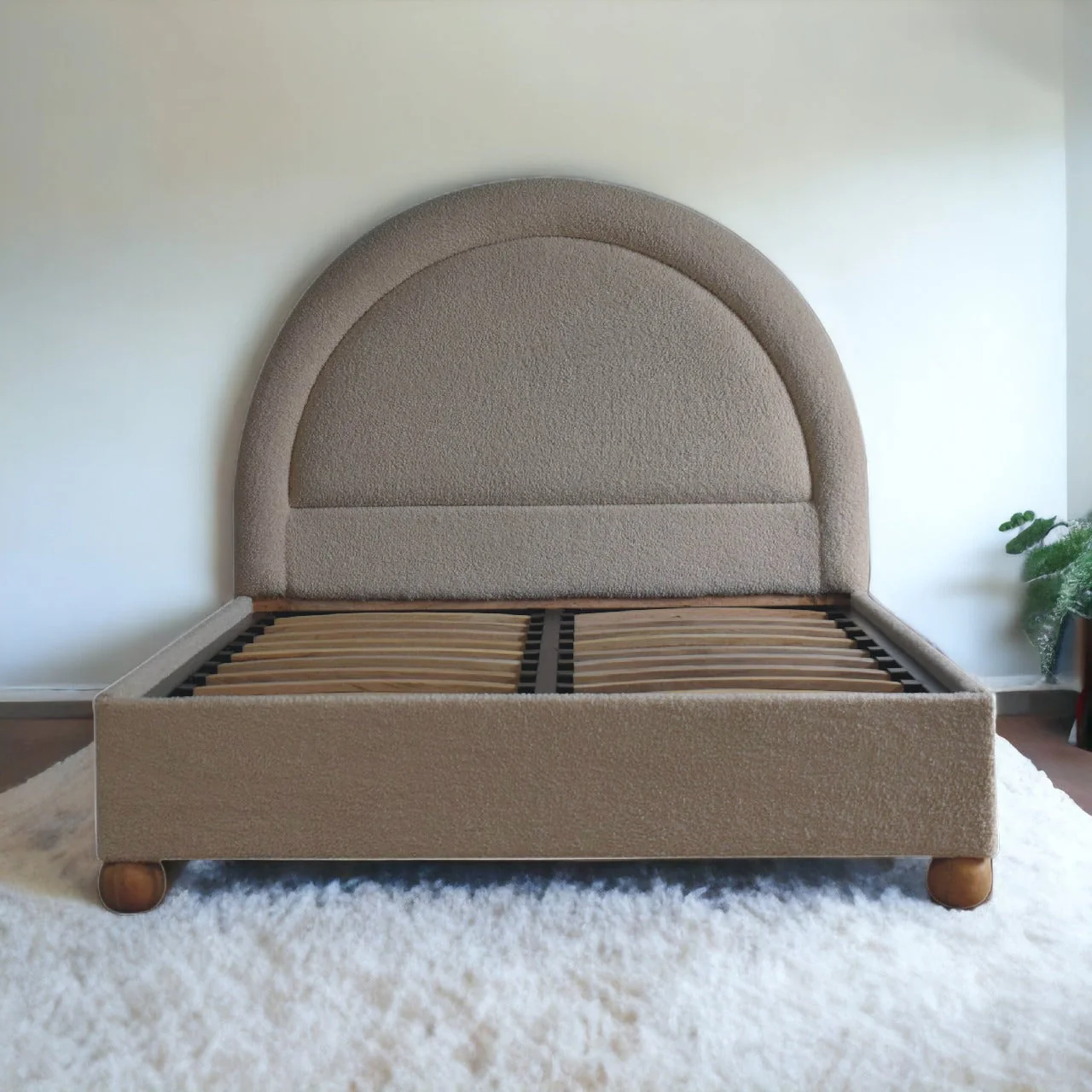 Solid Wood Double Bed Boucle