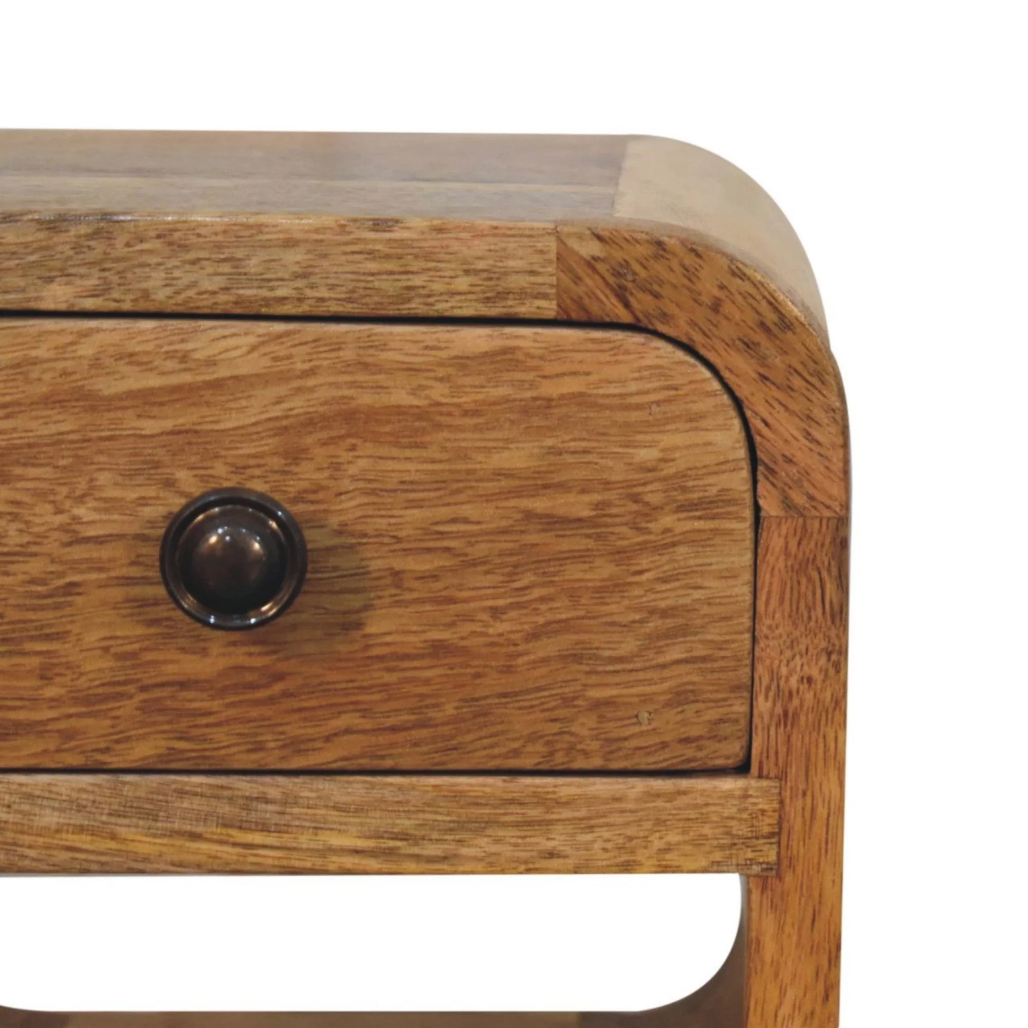 Solid Wood Extra Mini Bedside with 1 Drawer and Open Slot, Brown - Image 3