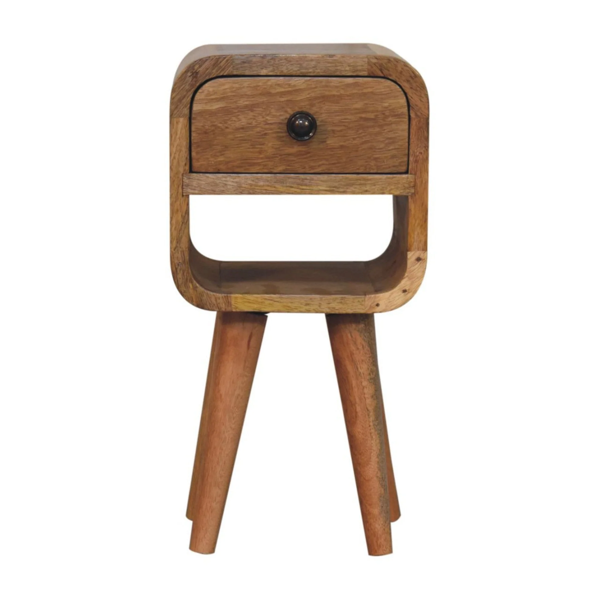 Solid Wood Extra Mini Bedside with 1 Drawer and Open Slot, Brown - Image 6