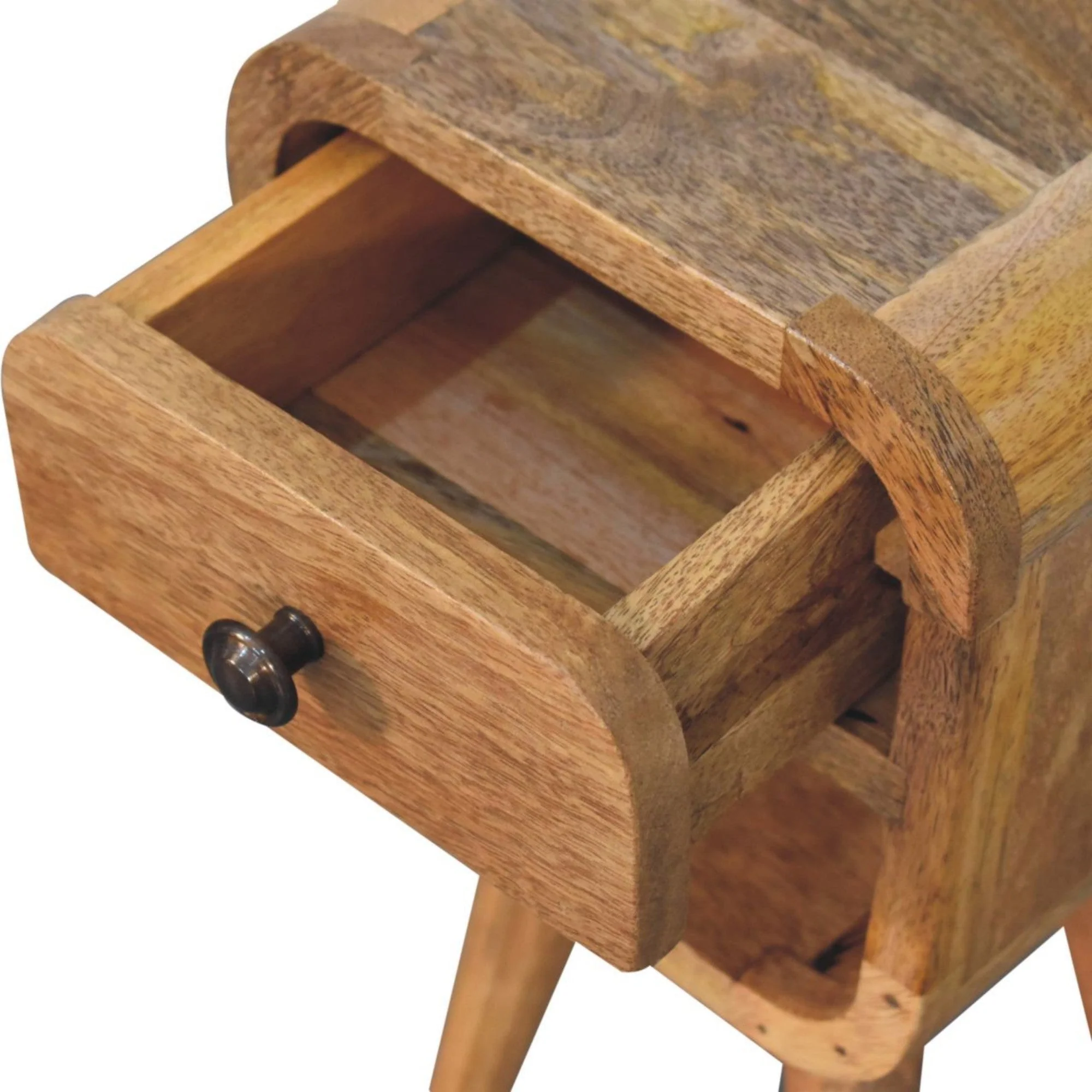 Solid Wood Extra Mini Bedside with 1 Drawer and Open Slot, Brown - Image 9