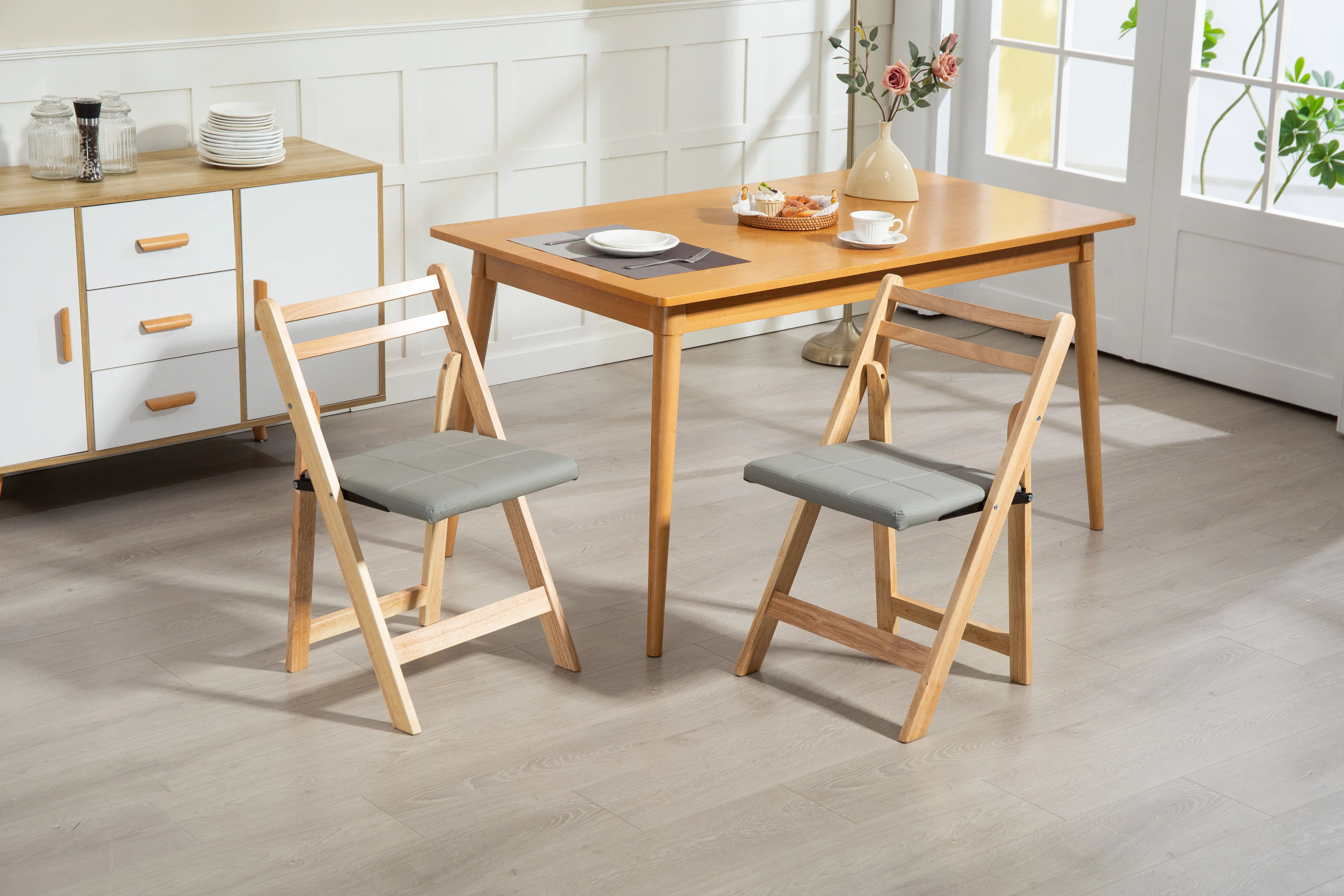 Solid Wood Folding Chair - Space-Saving Durable Design - Solid Wood