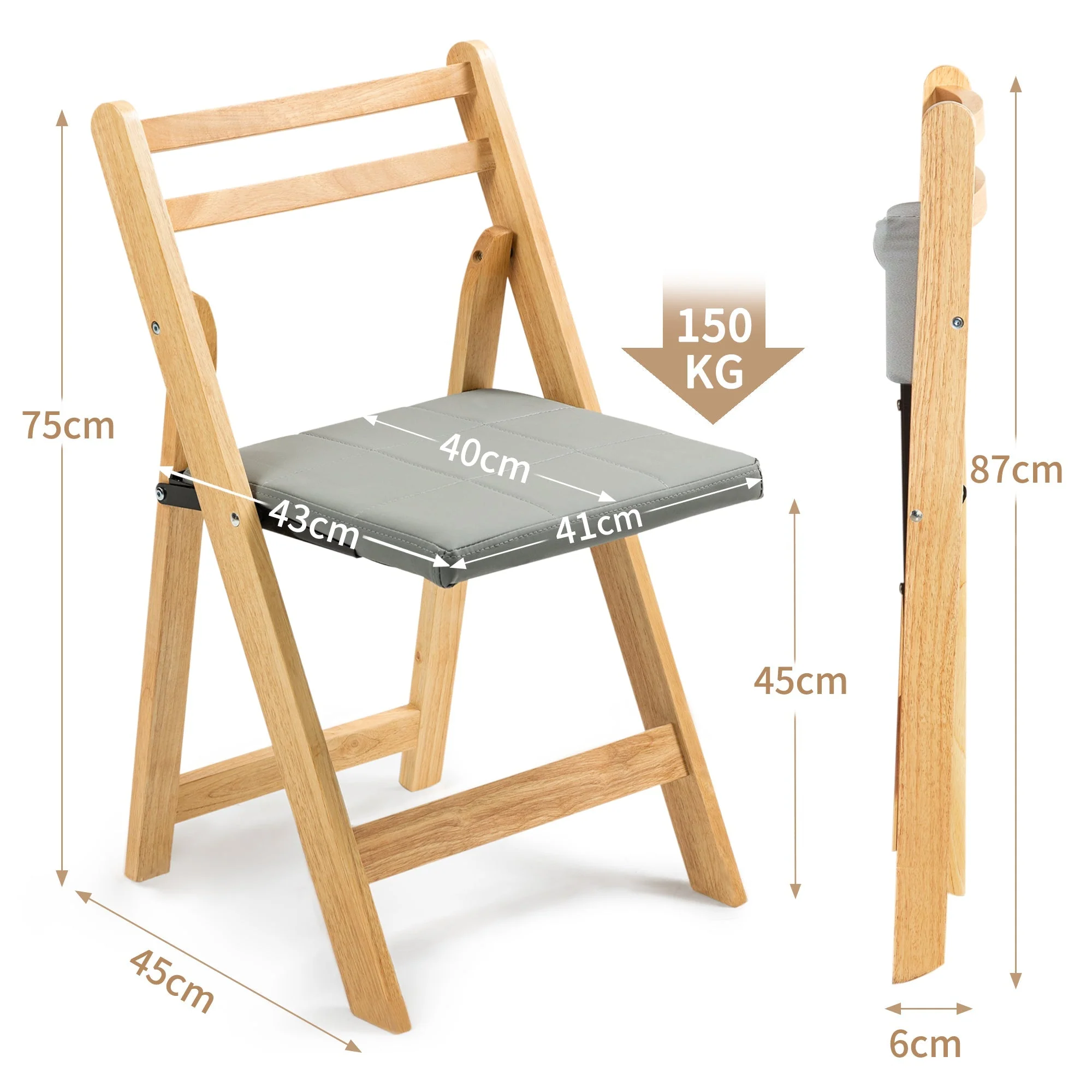 Solid Wood Folding Chair - Space-Saving Durable Design - Solid Wood - Image 6