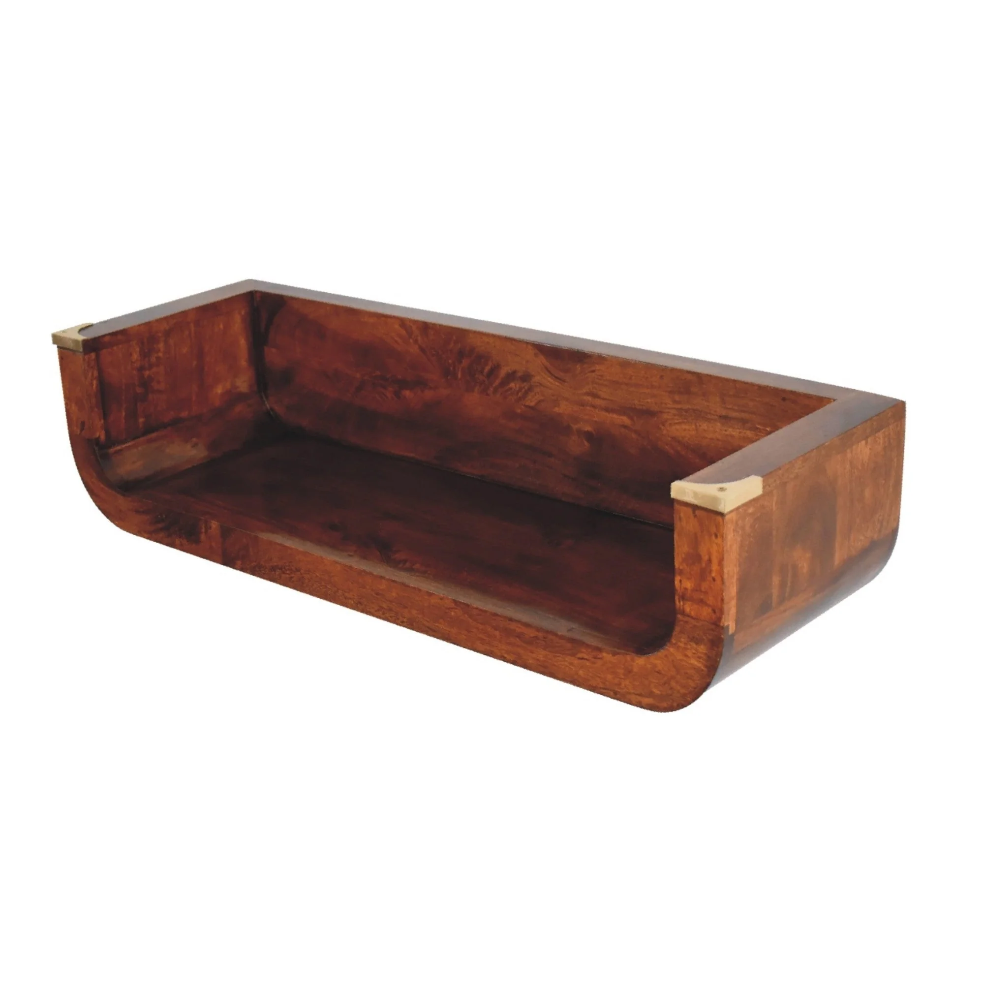 Solid Wood Indira Floating Console Open Slot Dark Brown - Image 3
