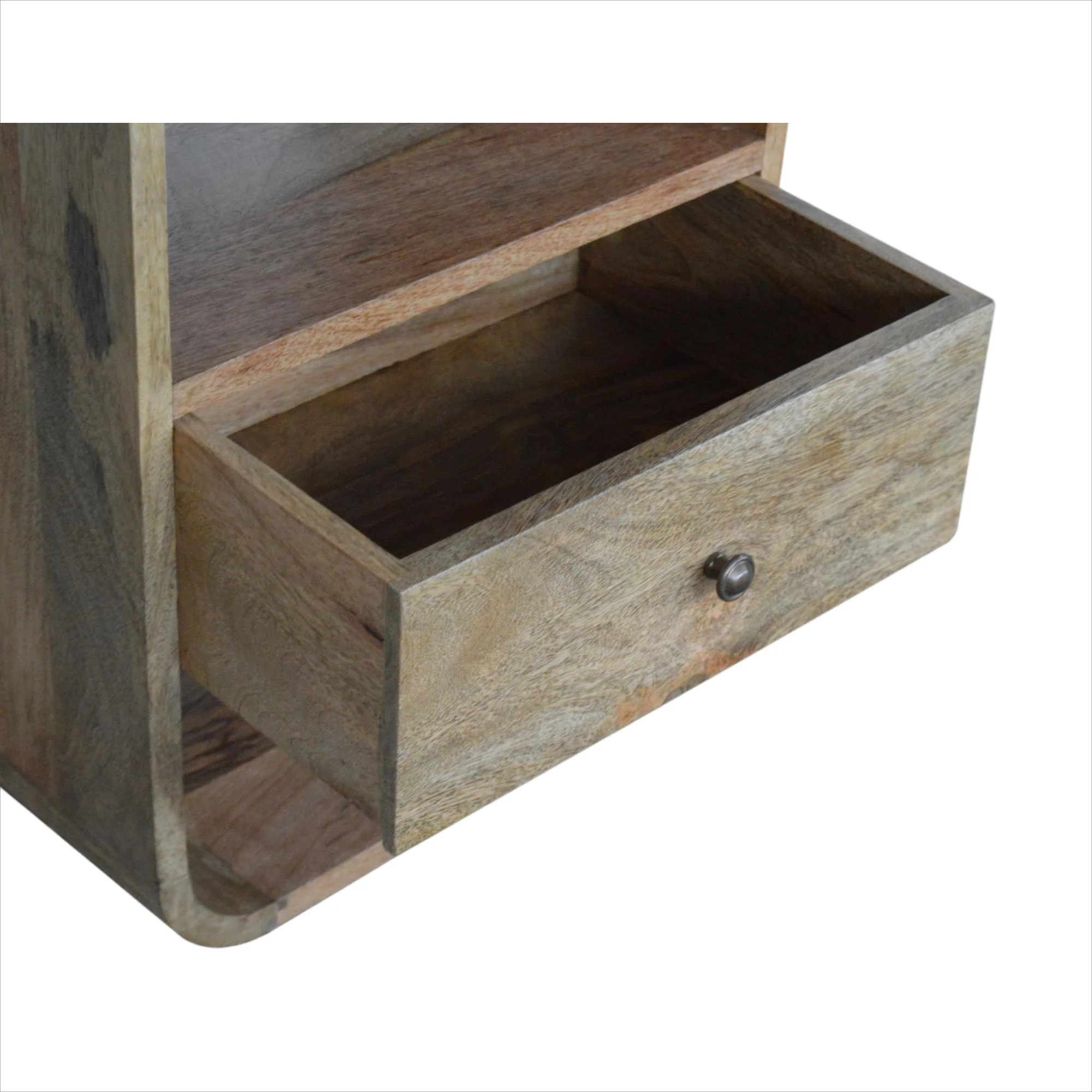 Solid Wood London Bedside, 1 Drawer 2 Open Slots, Beige - Image 6