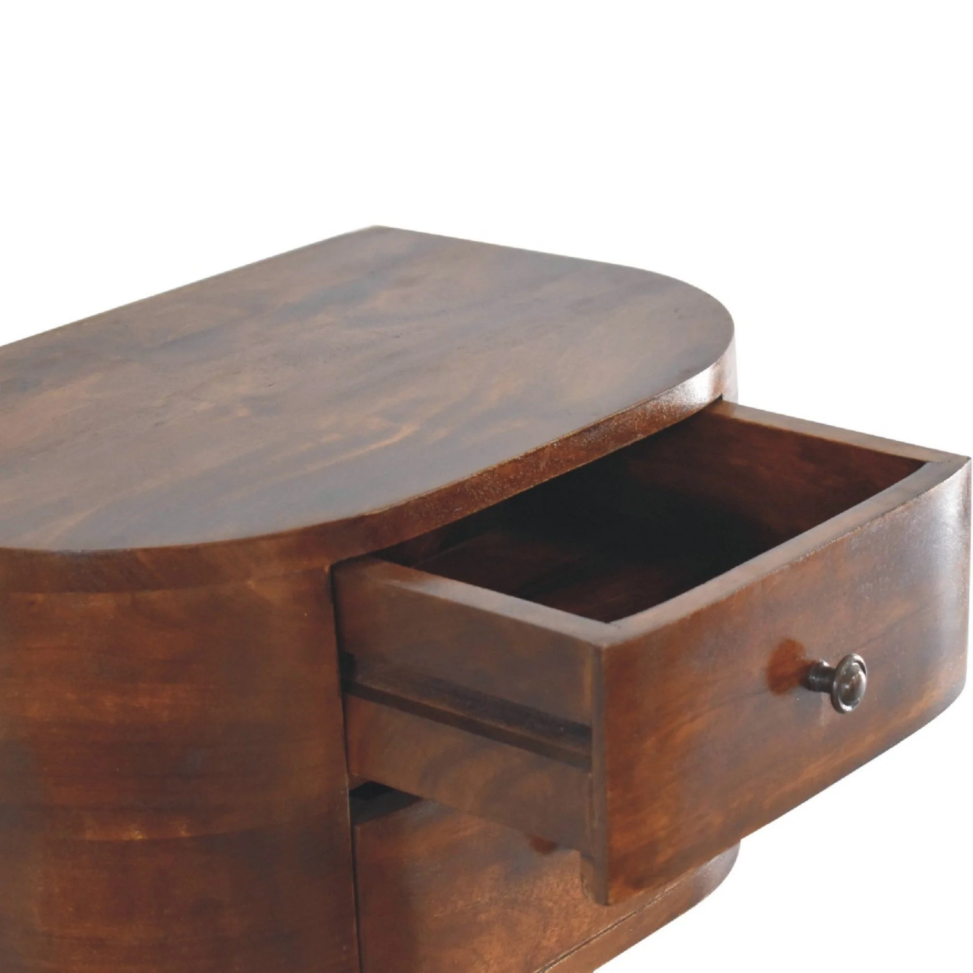 Solid Wood Lunar Floating Bedside, 2 Drawers, Dark Brown - Image 6
