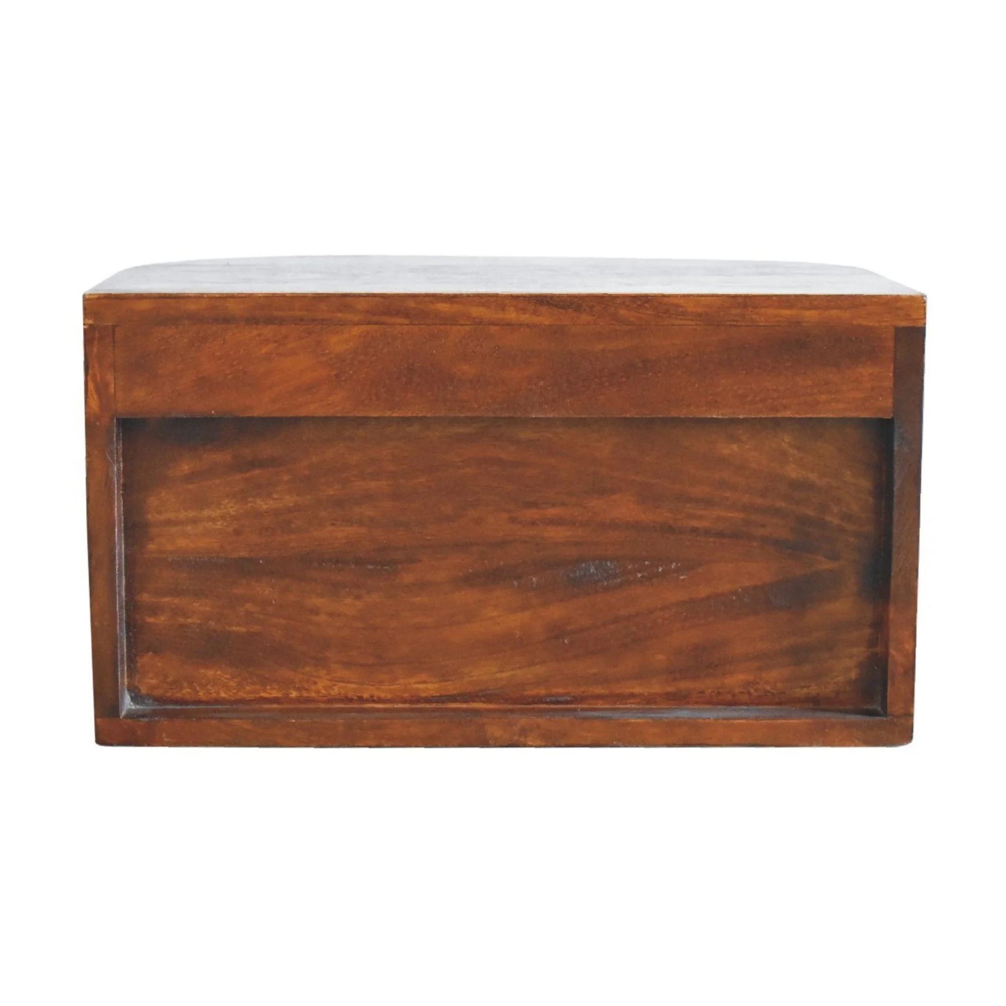 Solid Wood Lunar Floating Bedside, 2 Drawers, Dark Brown - Image 7