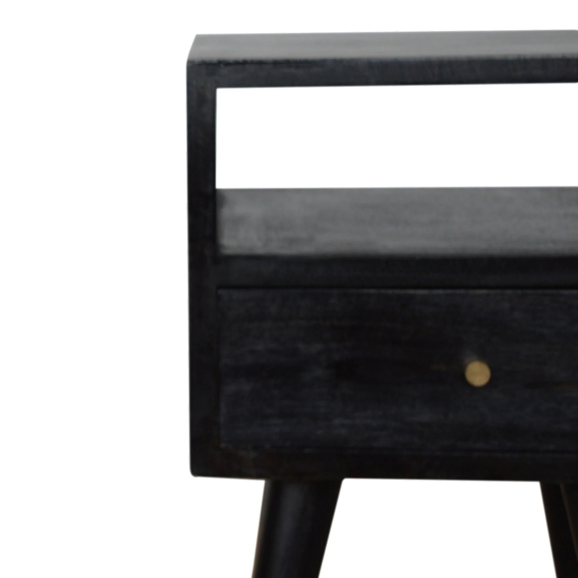 Solid Wood Mini Bedside, 1 Drawer 1 Slot, Ash Black - Image 3