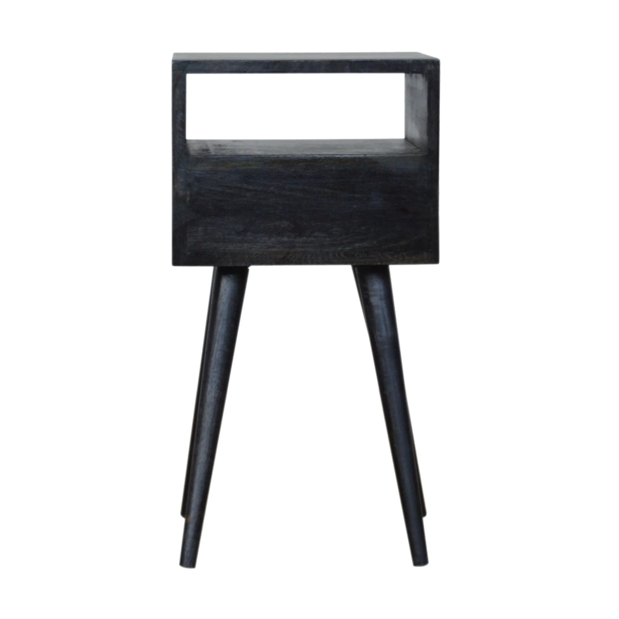 Solid Wood Mini Bedside, 1 Drawer 1 Slot, Ash Black - Image 6