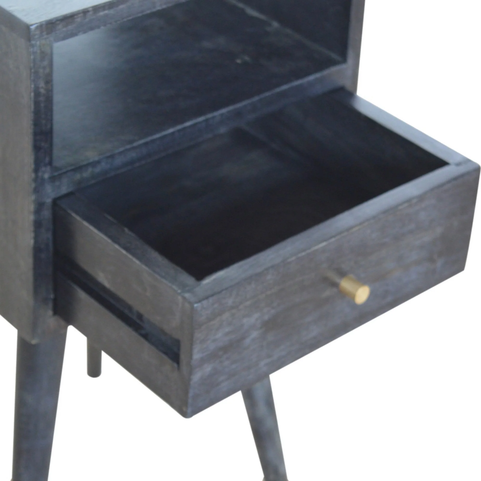 Solid Wood Mini Bedside, 1 Drawer 1 Slot, Ash Black - Image 7