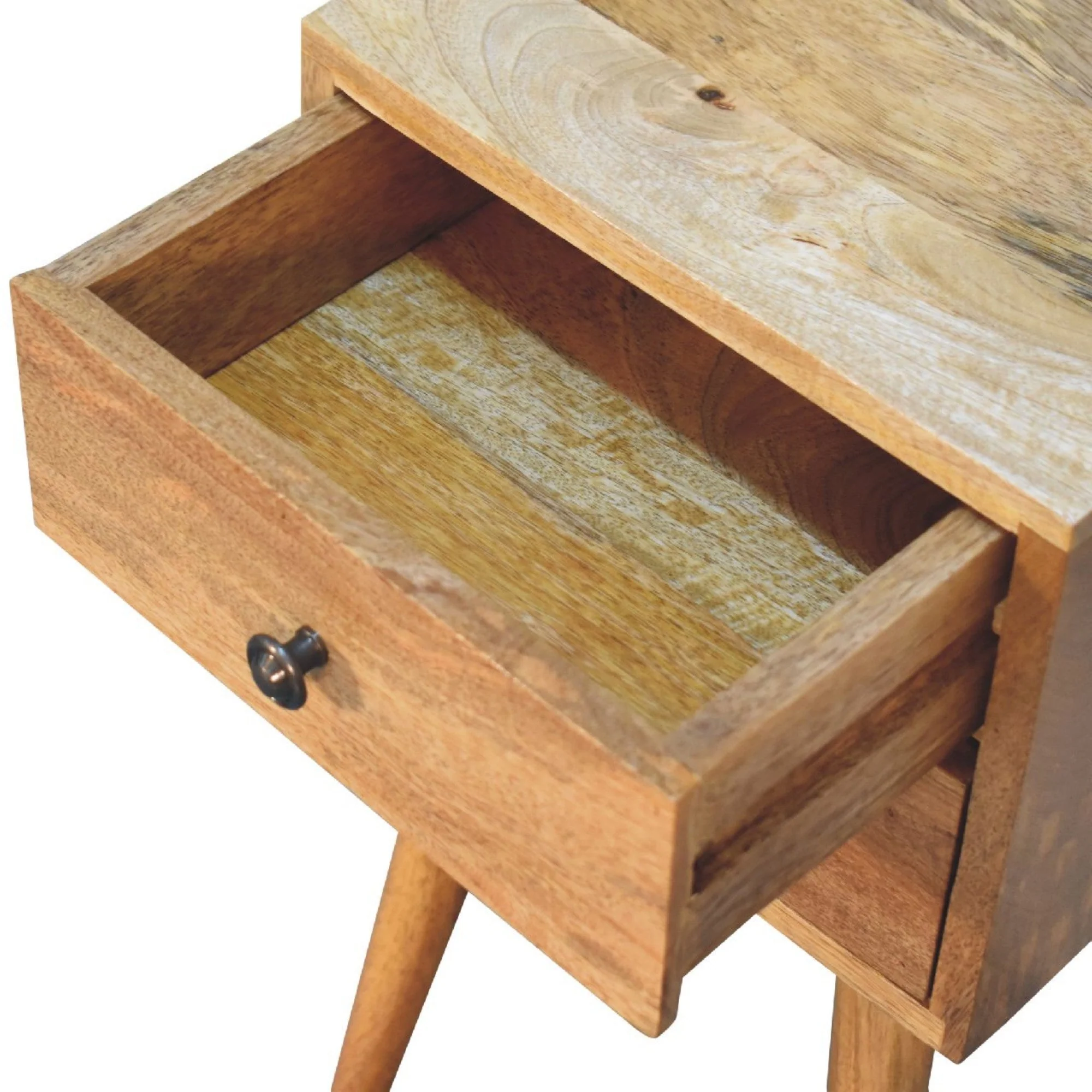 Solid Wood Mini Bedside 2 Drawers Oak-ish Brown - Image 8