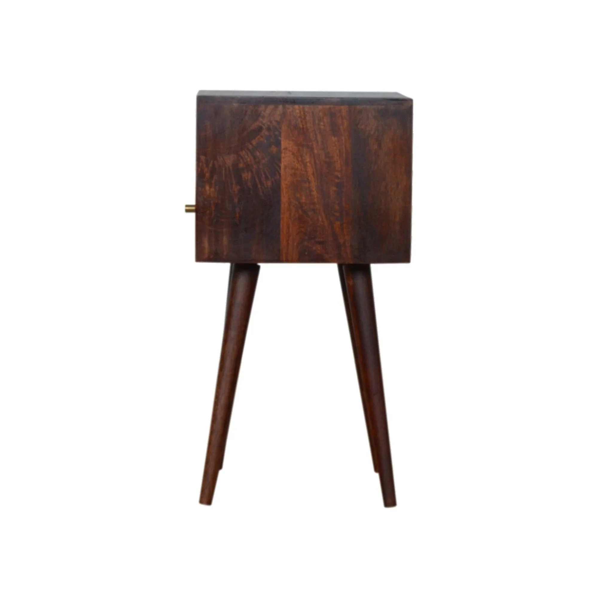 Solid Wood Mini Bedside with 1 Drawer and Open Shelf, Dark Brown - Image 3