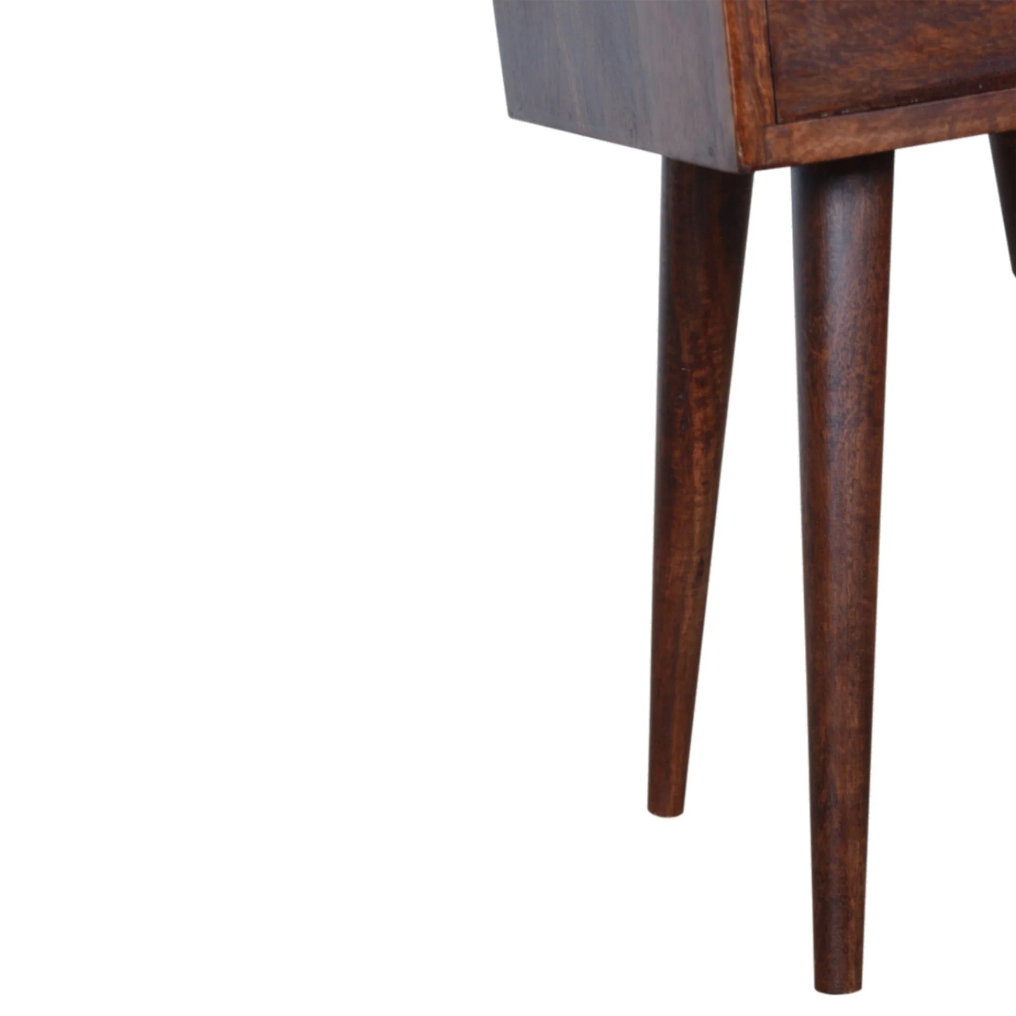 Solid Wood Mini Bedside with 1 Drawer and Open Shelf, Dark Brown - Image 7