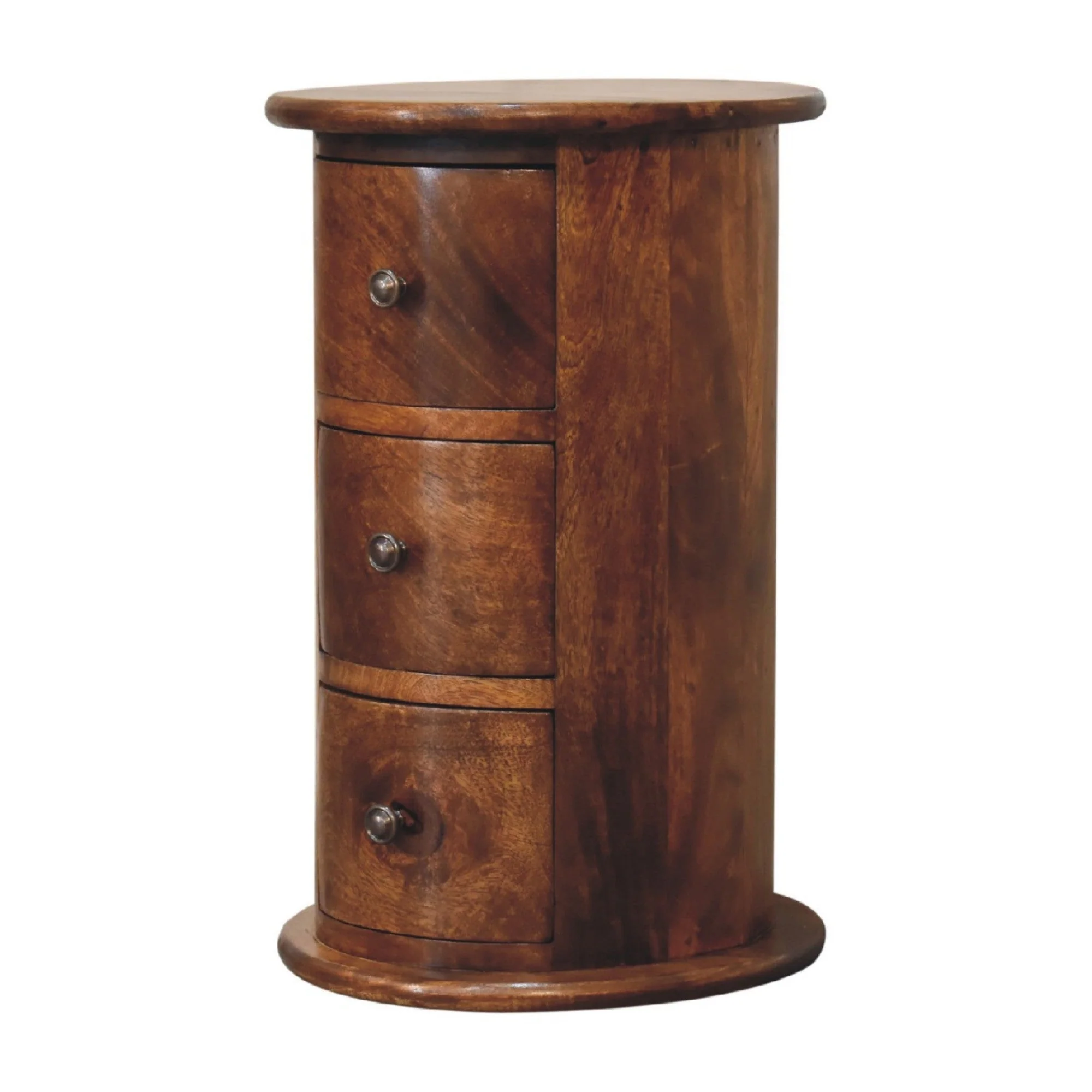 Solid Wood Mini Drum Chest with 3 Drawers, Dark Brown - Image 4