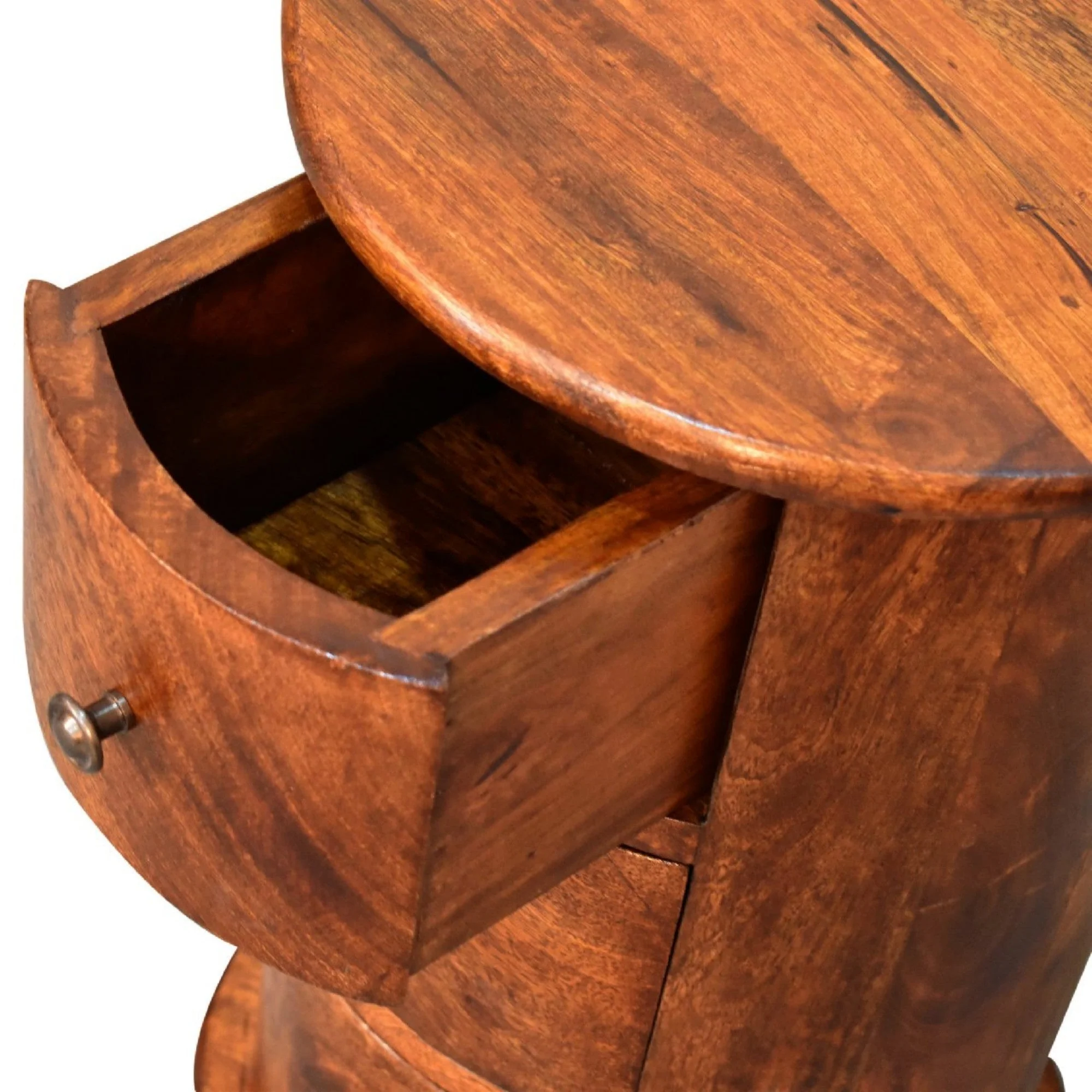 Solid Wood Mini Drum Chest with 3 Drawers, Dark Brown - Image 7