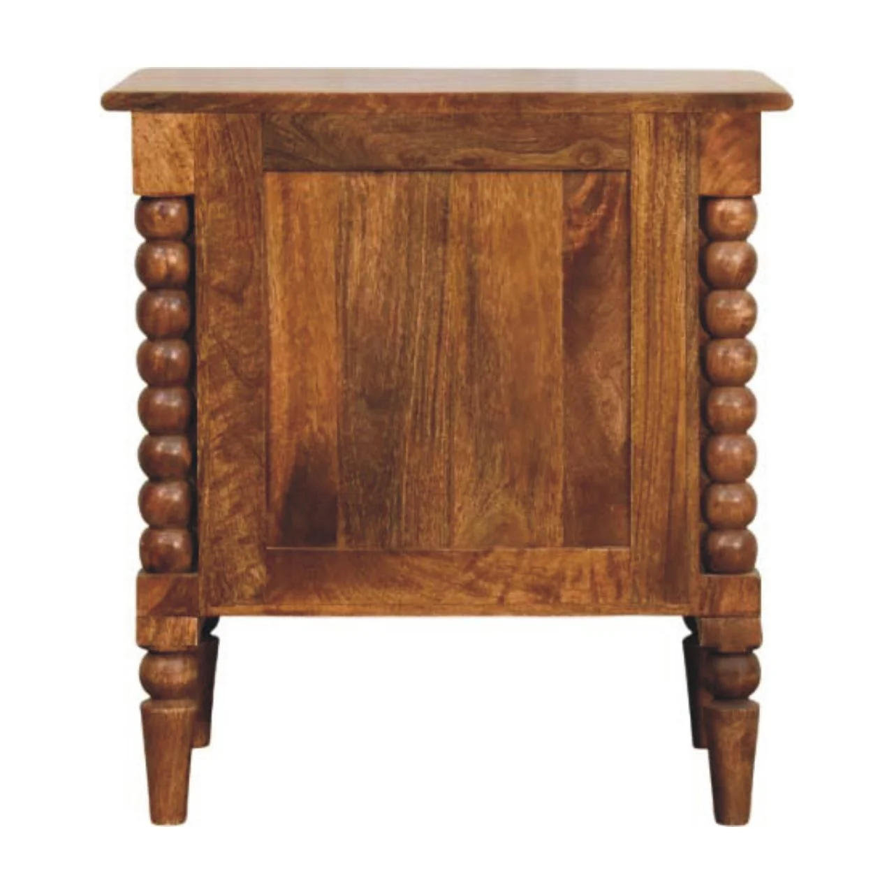 Solid Wood Nightstand, Spindle Leg 2 Drawers, Amber Oak/Brown - Image 3