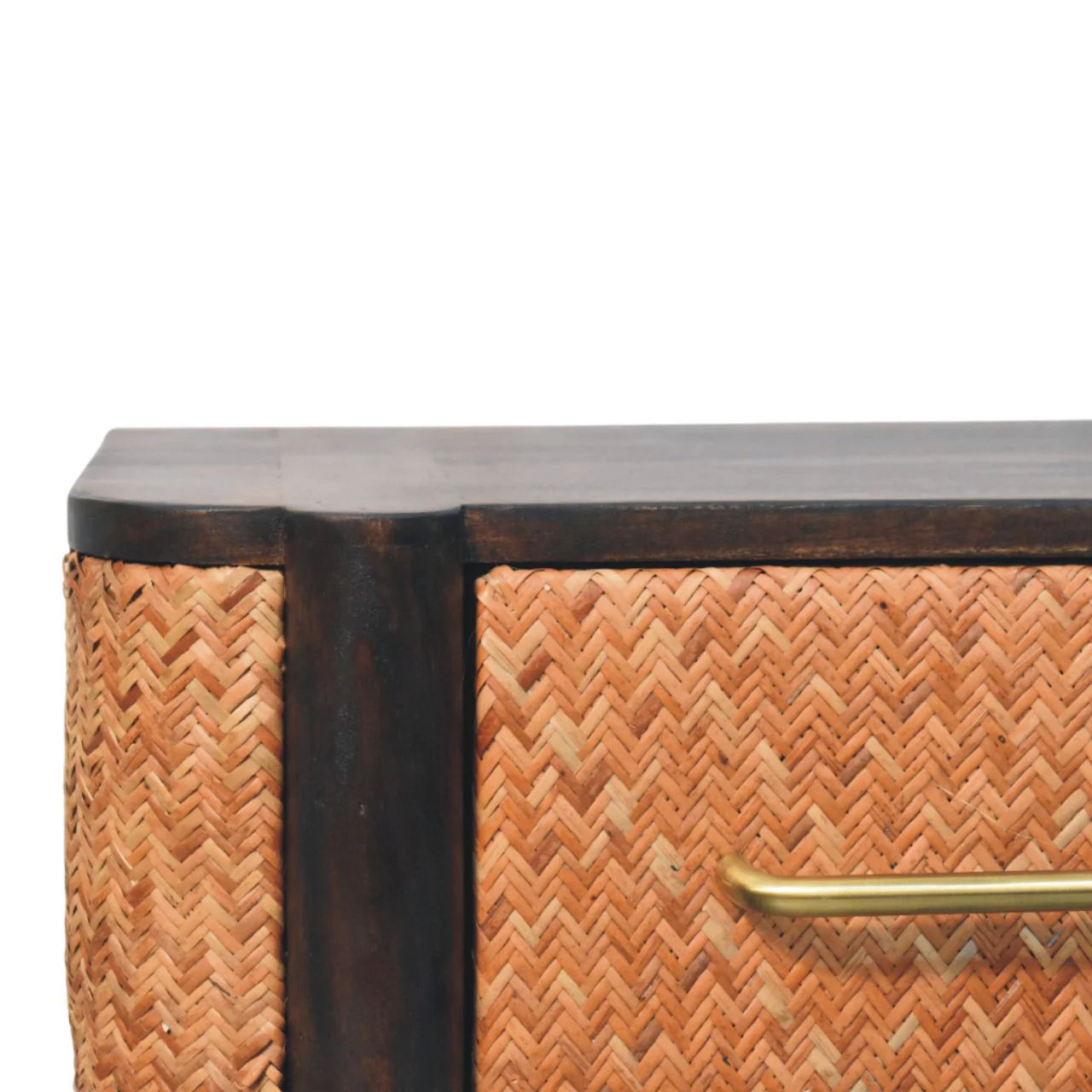 Solid Wood Rattan Curve Wall-Mounted Drawer, 1 Drawer, Dark Brown - Image 9