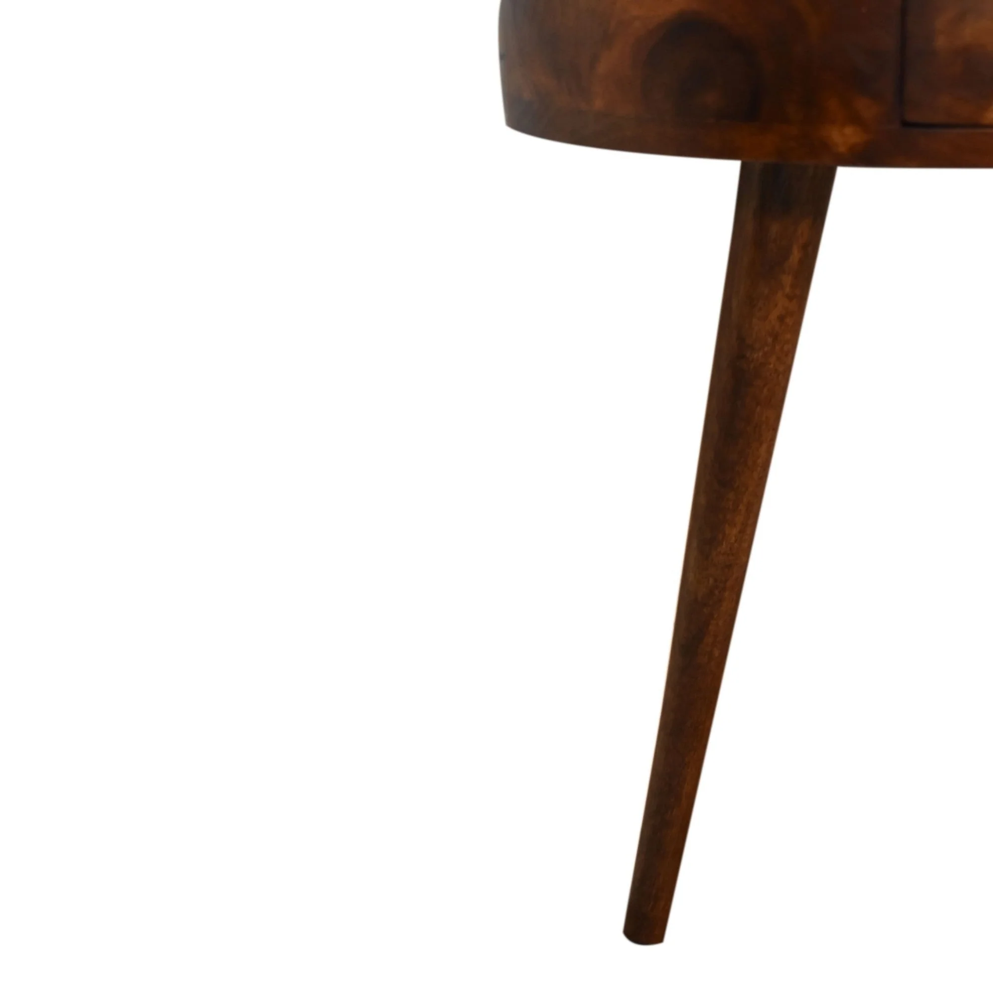 Solid Wood Semi Circle Bedside, 1 Drawer, Dark Brown Chestnut - Image 4