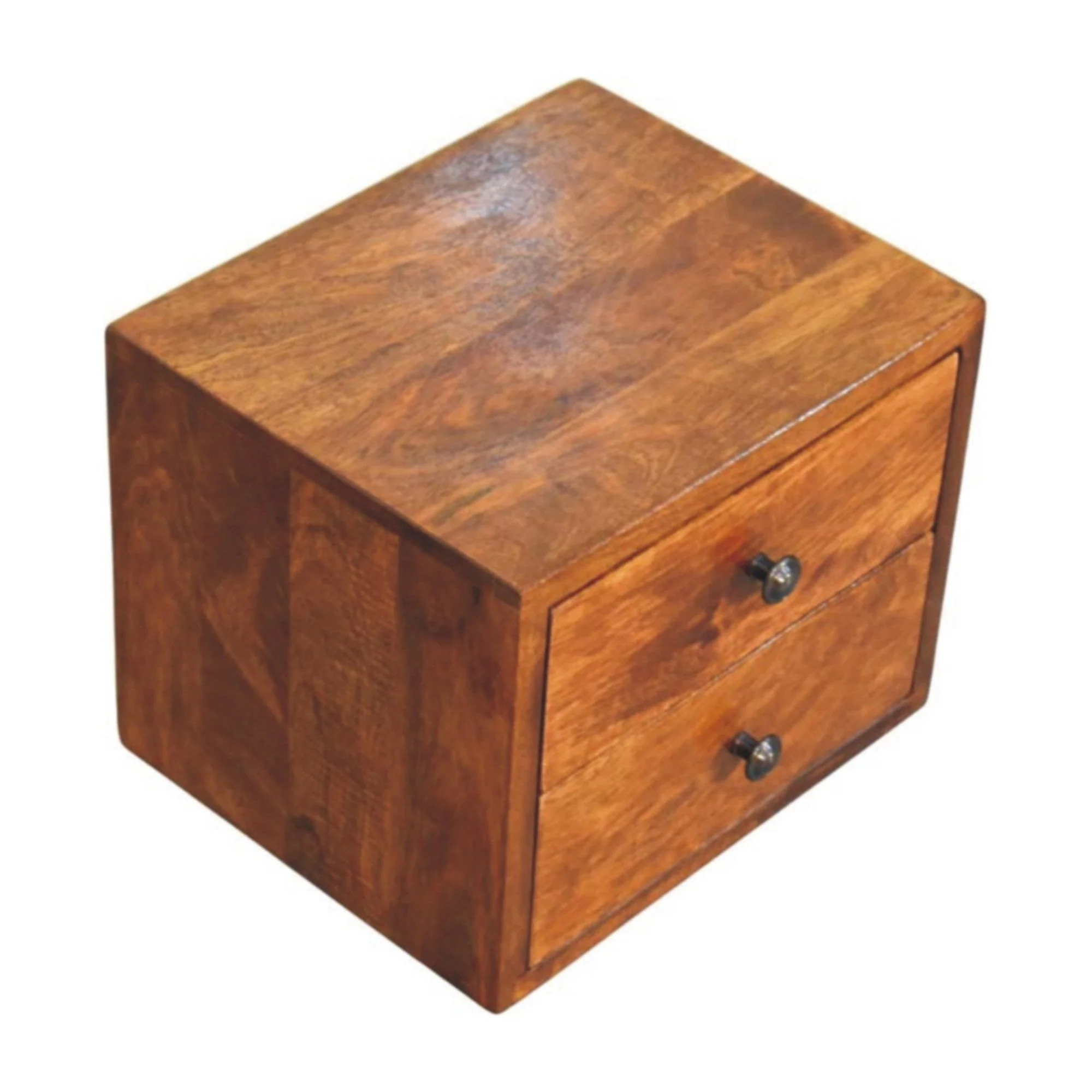 Solid Wood Solis Wall Mounted Nightstand with 2 Drawers, Dark Brown - Image 2