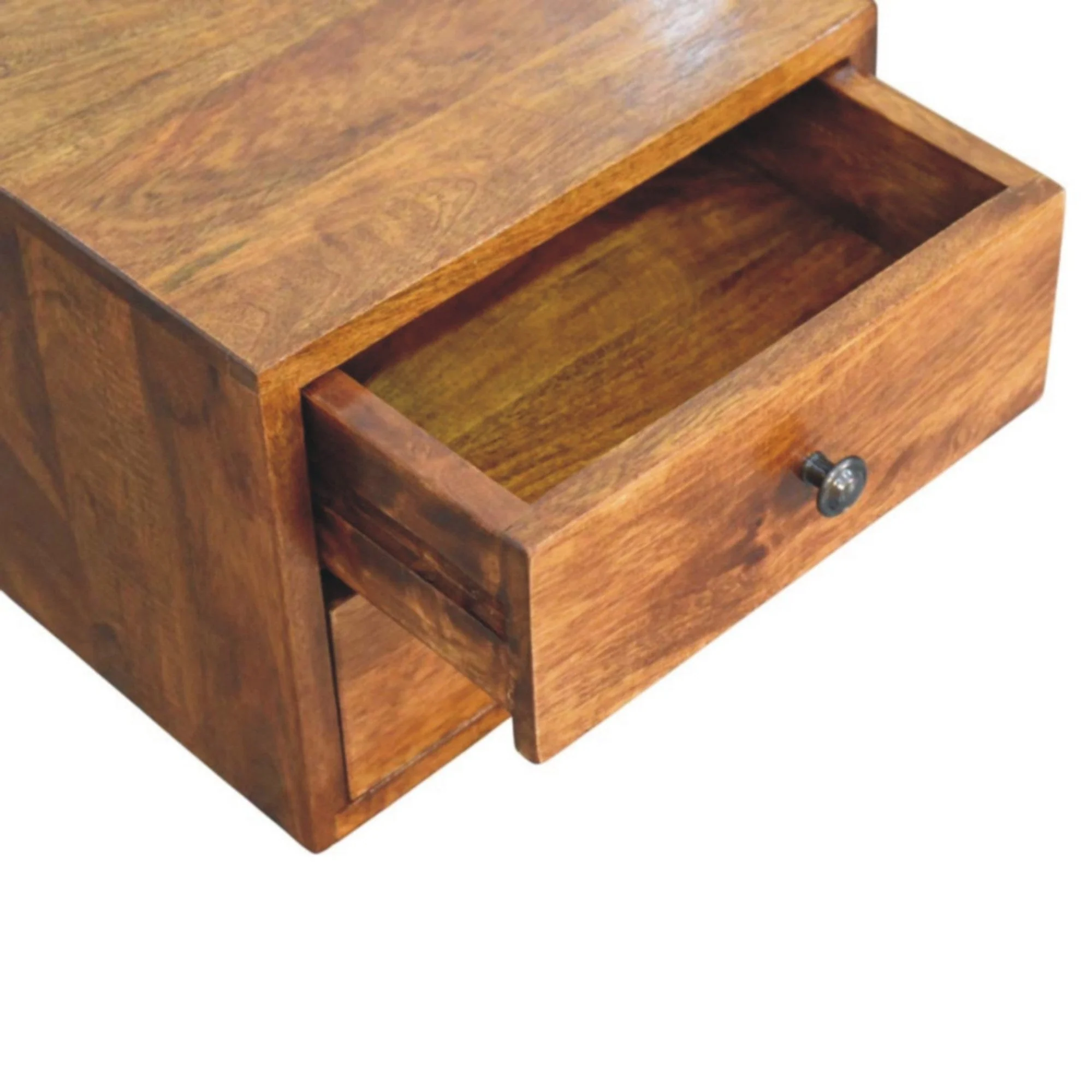 Solid Wood Solis Wall Mounted Nightstand with 2 Drawers, Dark Brown - Image 3