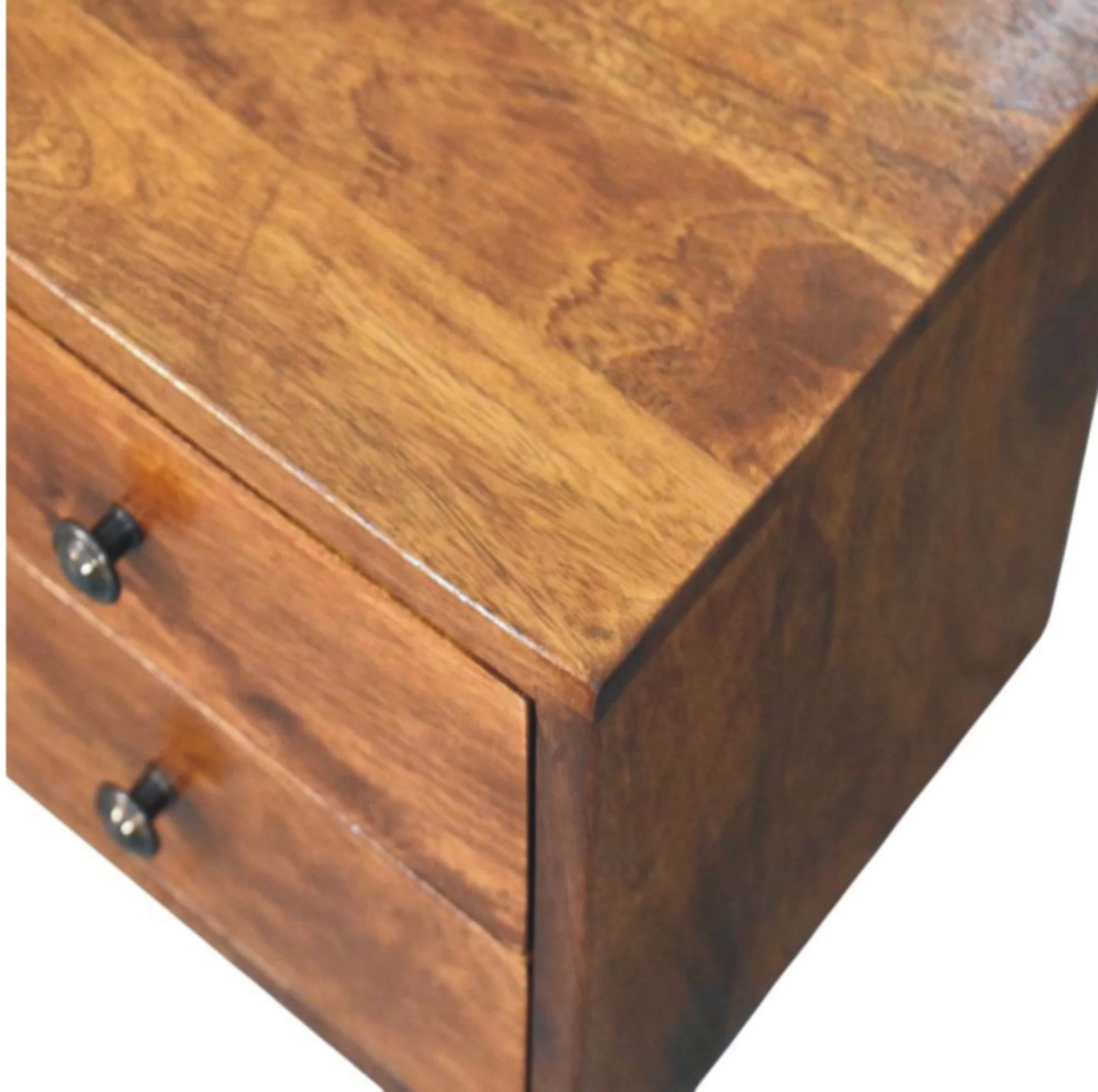 Solid Wood Solis Wall Mounted Nightstand with 2 Drawers, Dark Brown - Image 4