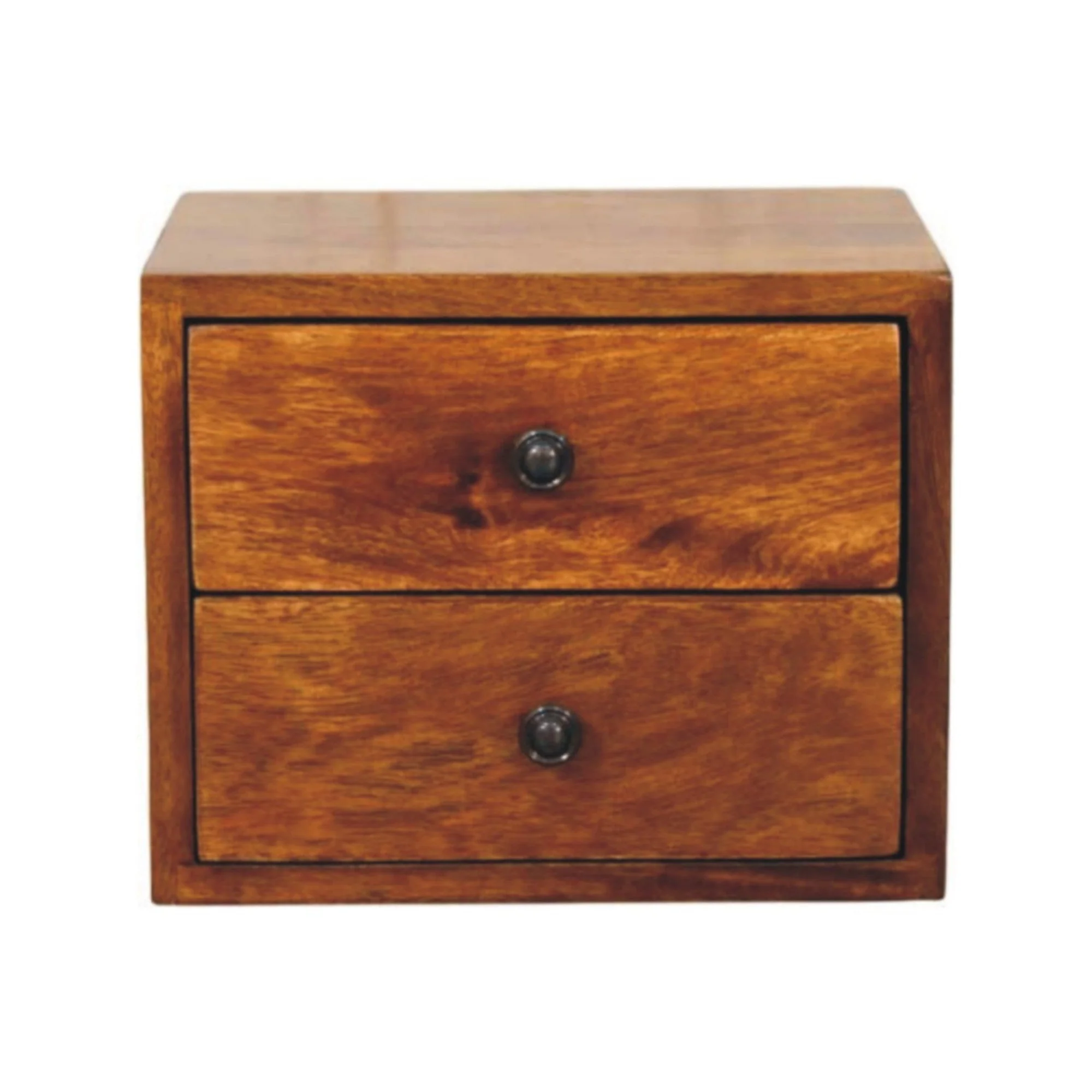 Solid Wood Solis Wall Mounted Nightstand with 2 Drawers, Dark Brown - Image 7