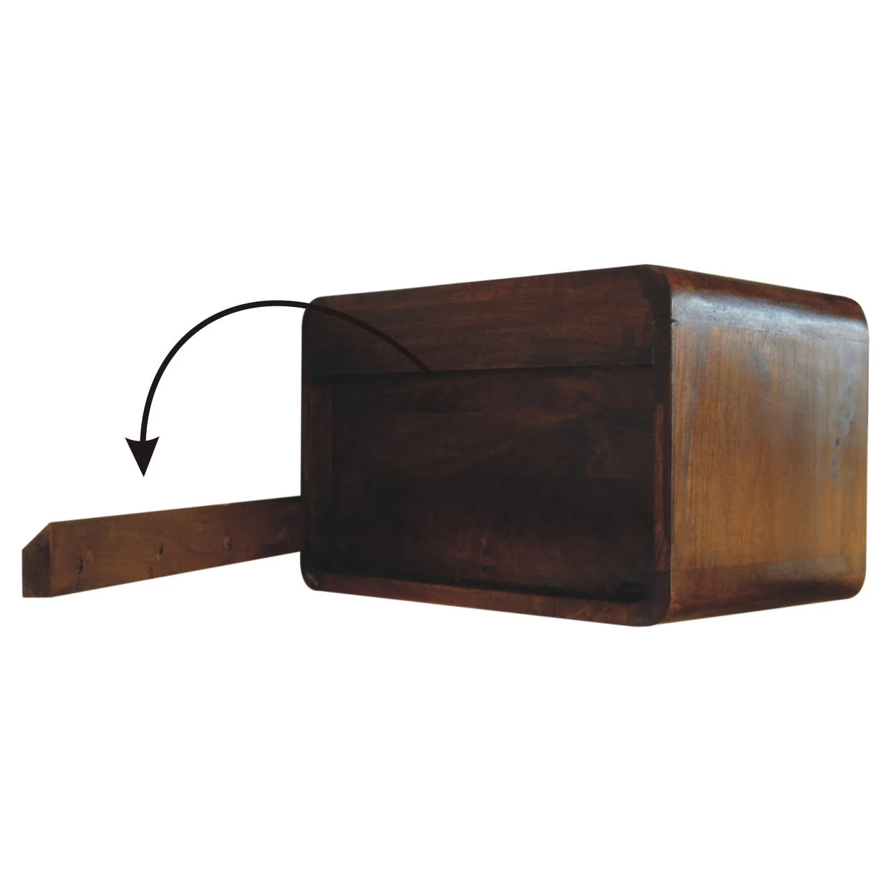 Solid Wood Wall Mounted Bedside, 1 Drawer, Open Woven, Dark Brown Chestnut - Image 6