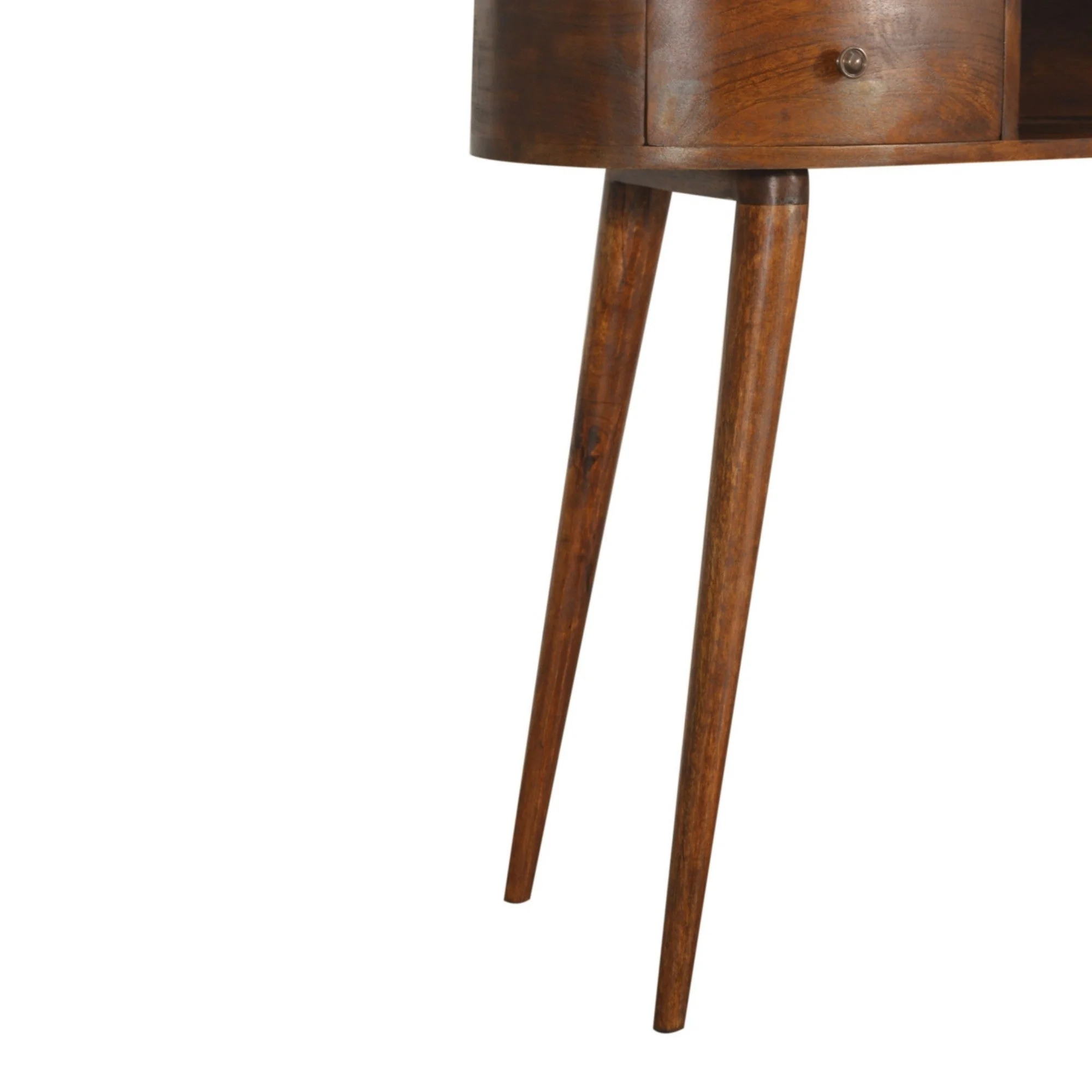 Solid Wood Writing Desk, Chestnut Wave 2 Drawers Open Slot, Dark Brown - Image 4