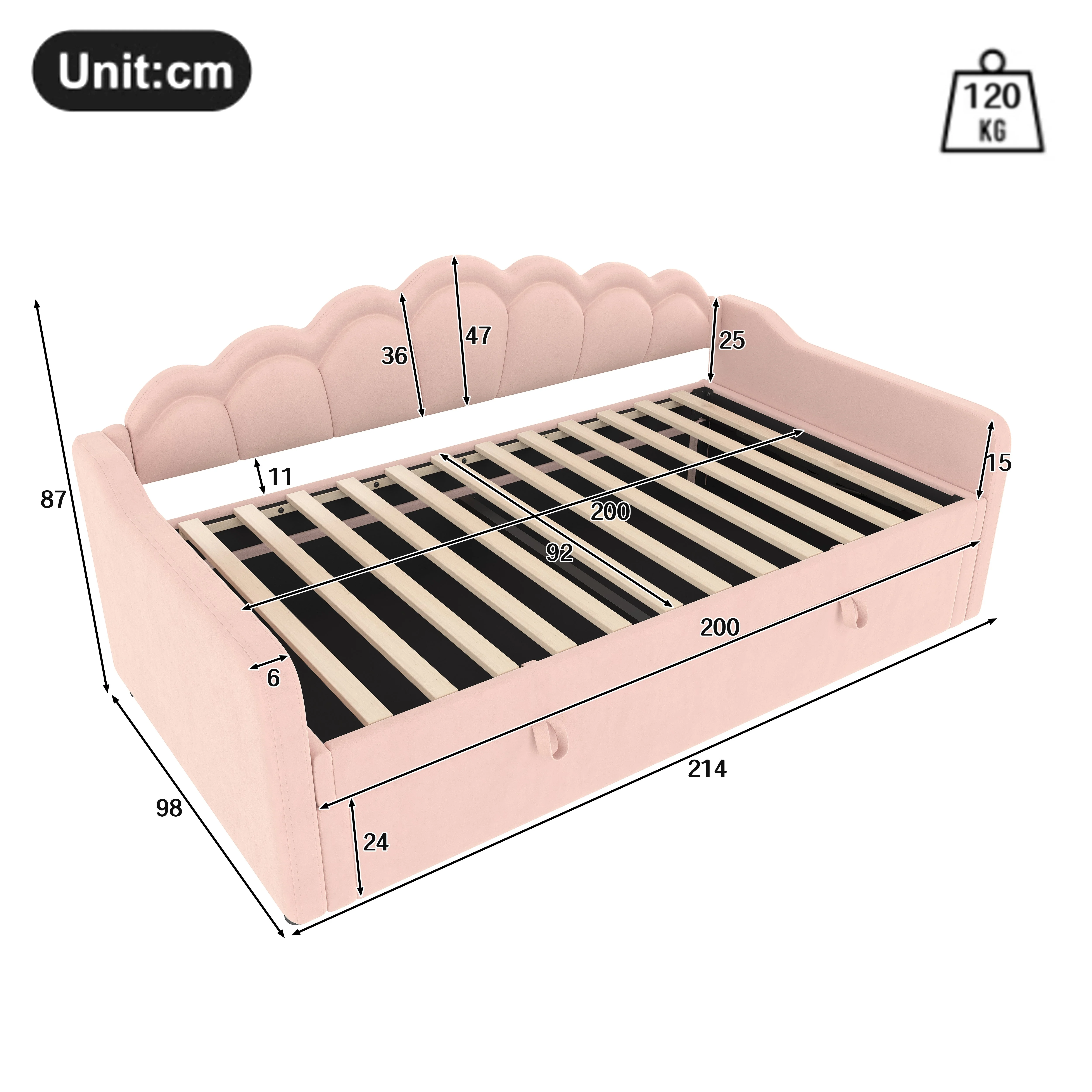 Single pink bed with storage - Image 8
