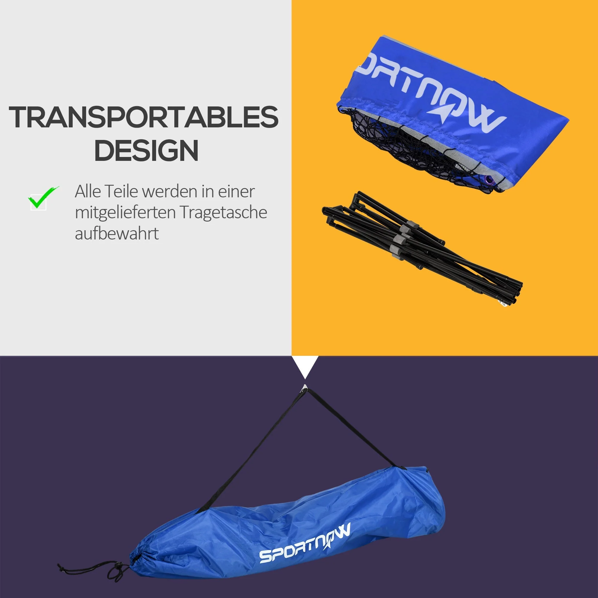 SPORTNOW Badminton Net Set, Foldable & Height-Adjustable for Indoor/Outdoor, Polyester - Image 5