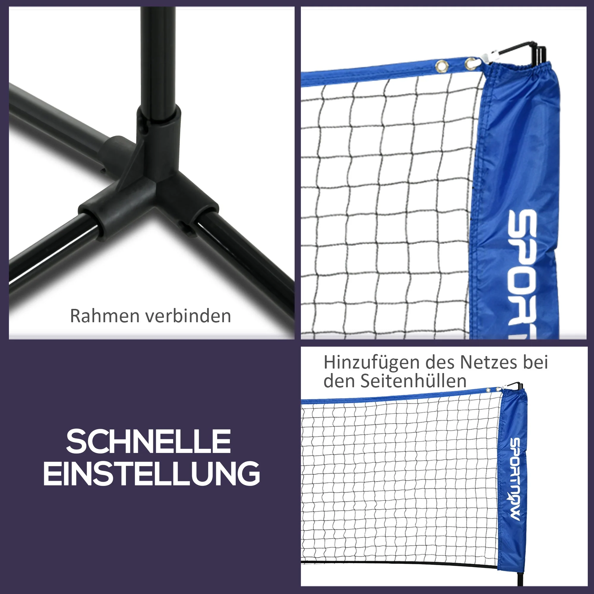 SPORTNOW Badminton Net Set, Foldable & Height-Adjustable for Indoor/Outdoor, Polyester - Image 6