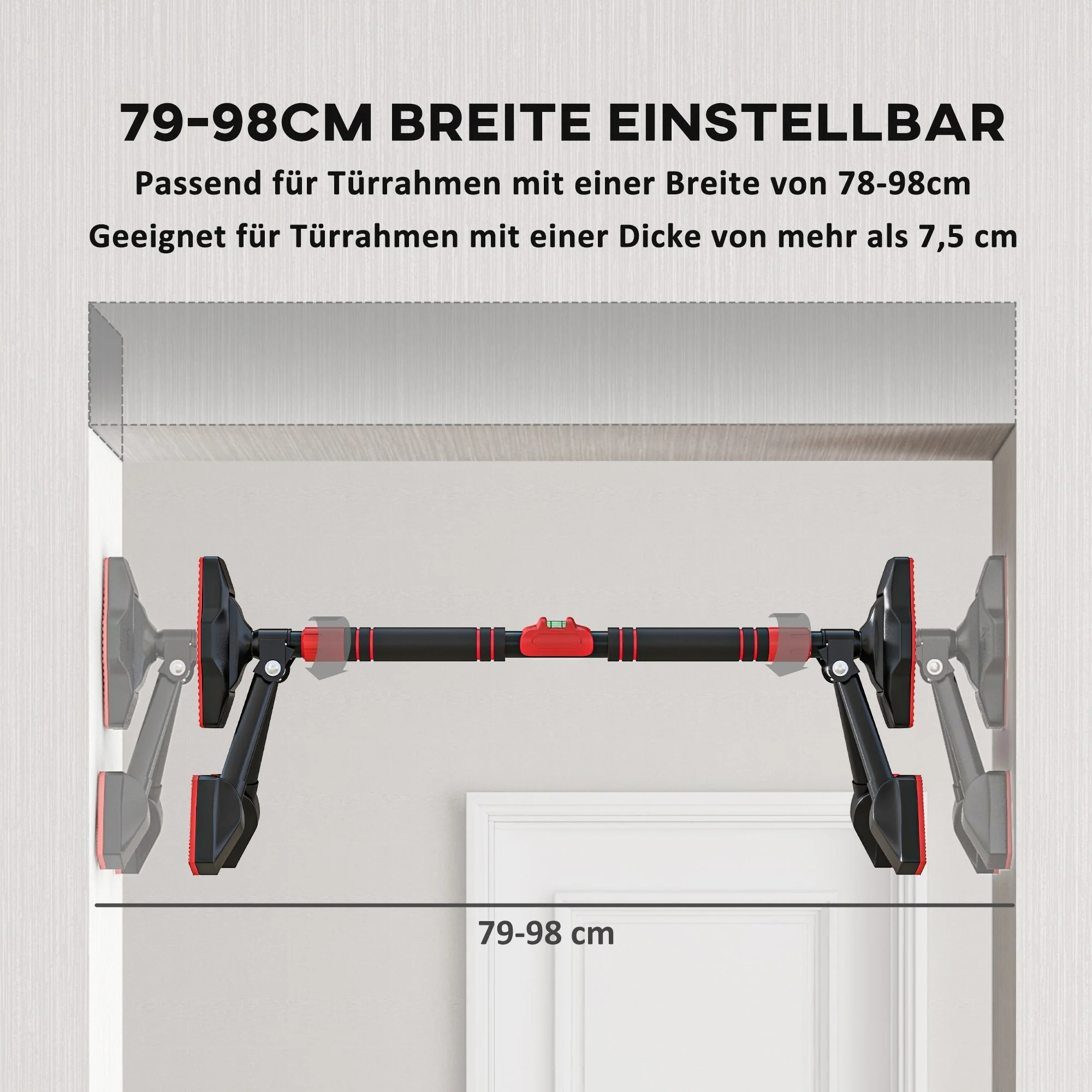 SPORTNOW pull-up bar adjustable for door frames, 225 kg load, black - Image 4