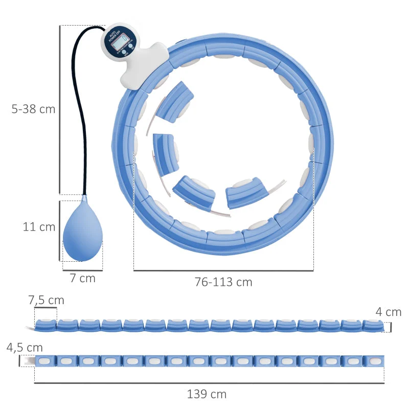 Sportnow Smart Hula Hoop with Weight Ball Counter, Adjustable 76-113cm, Light Blue - Image 3