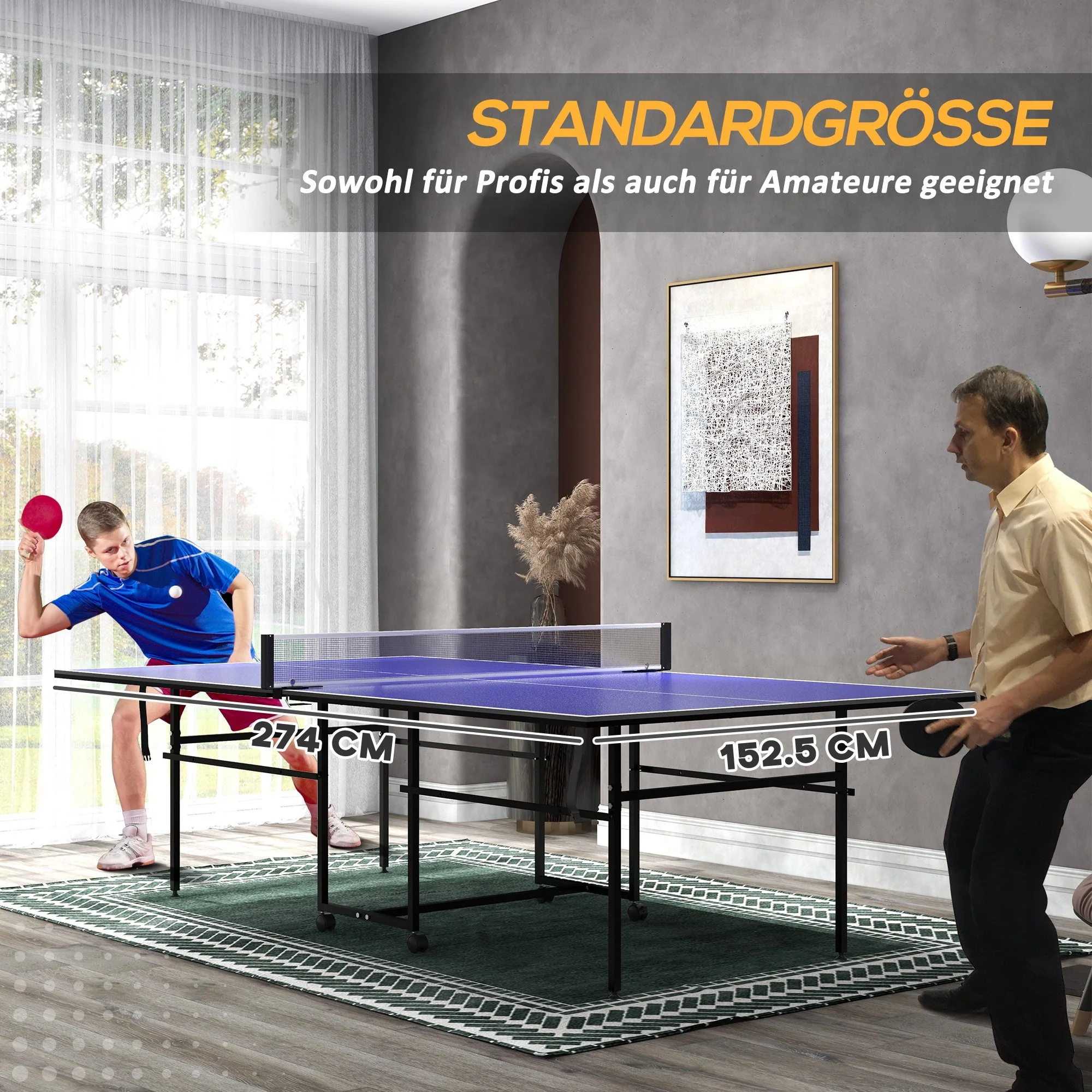 Sportnow table tennis table folding with wheels outdoor indoor steel blue - Image 4