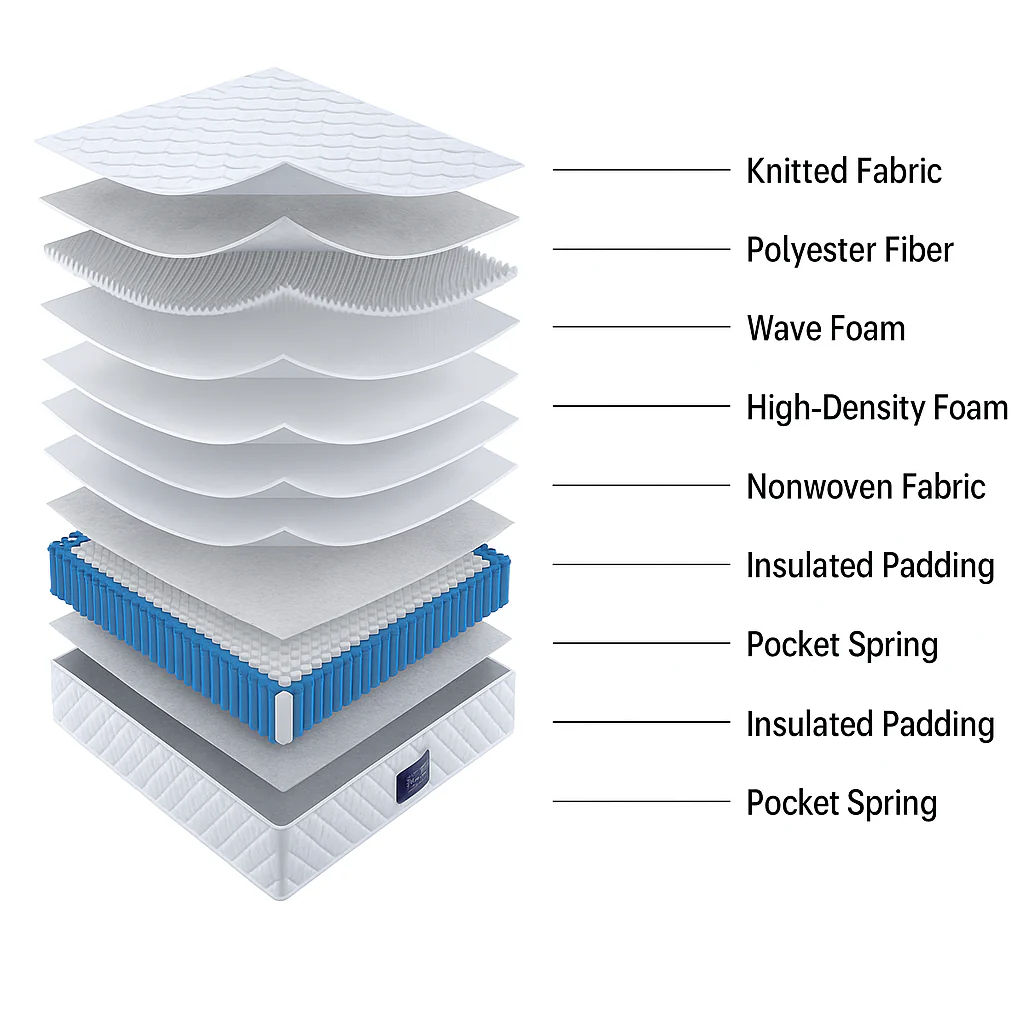 Spring King Mattress, 7-Zone Cold Foam Pocket Springs, 140x200cm Microfiber - Image 12