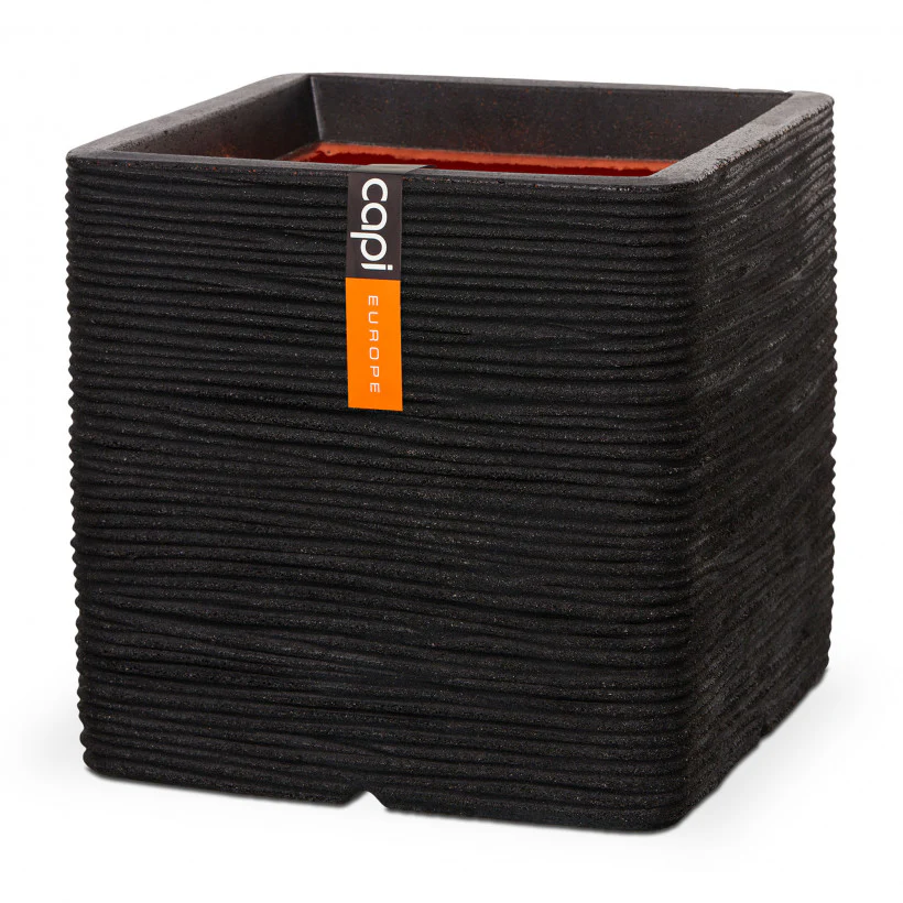 Square Rib Planter 30x30x30 Black