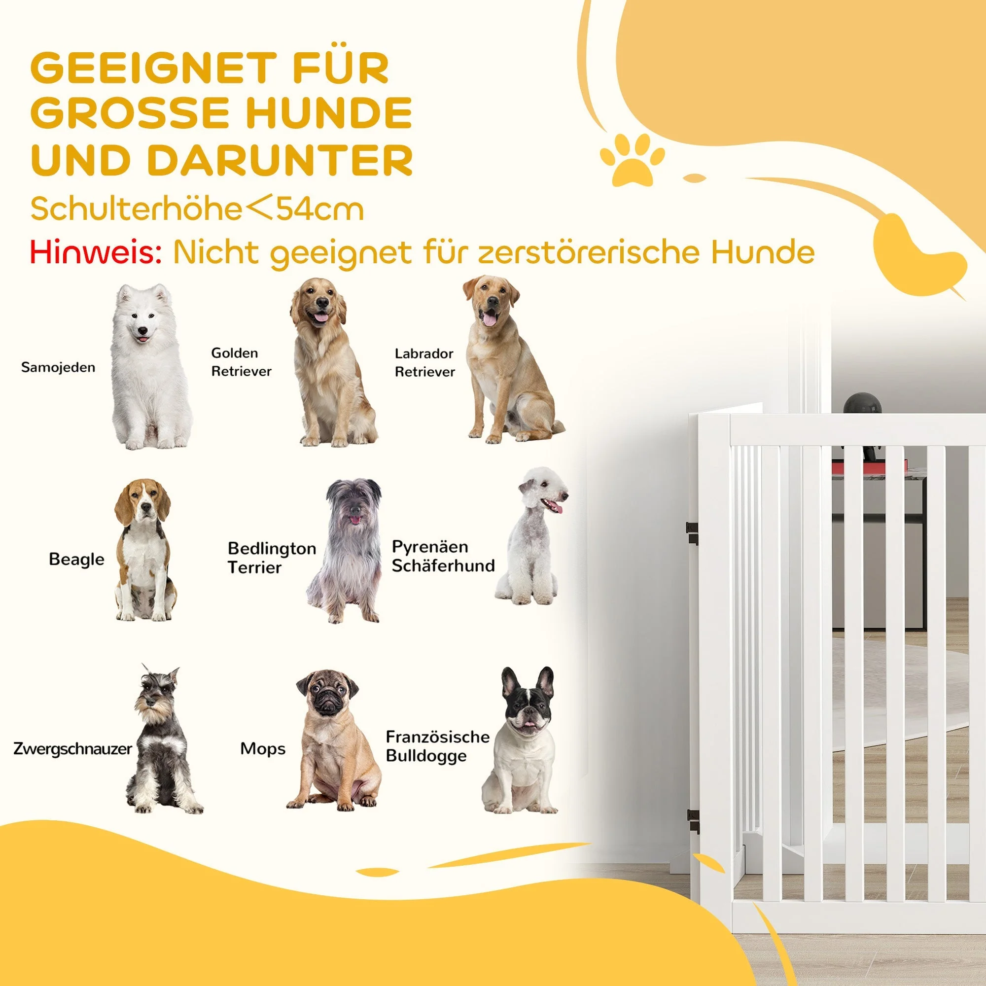 Stair Gate, Foldable Safety Gate, 4-Piece, Freestanding, White - Image 7