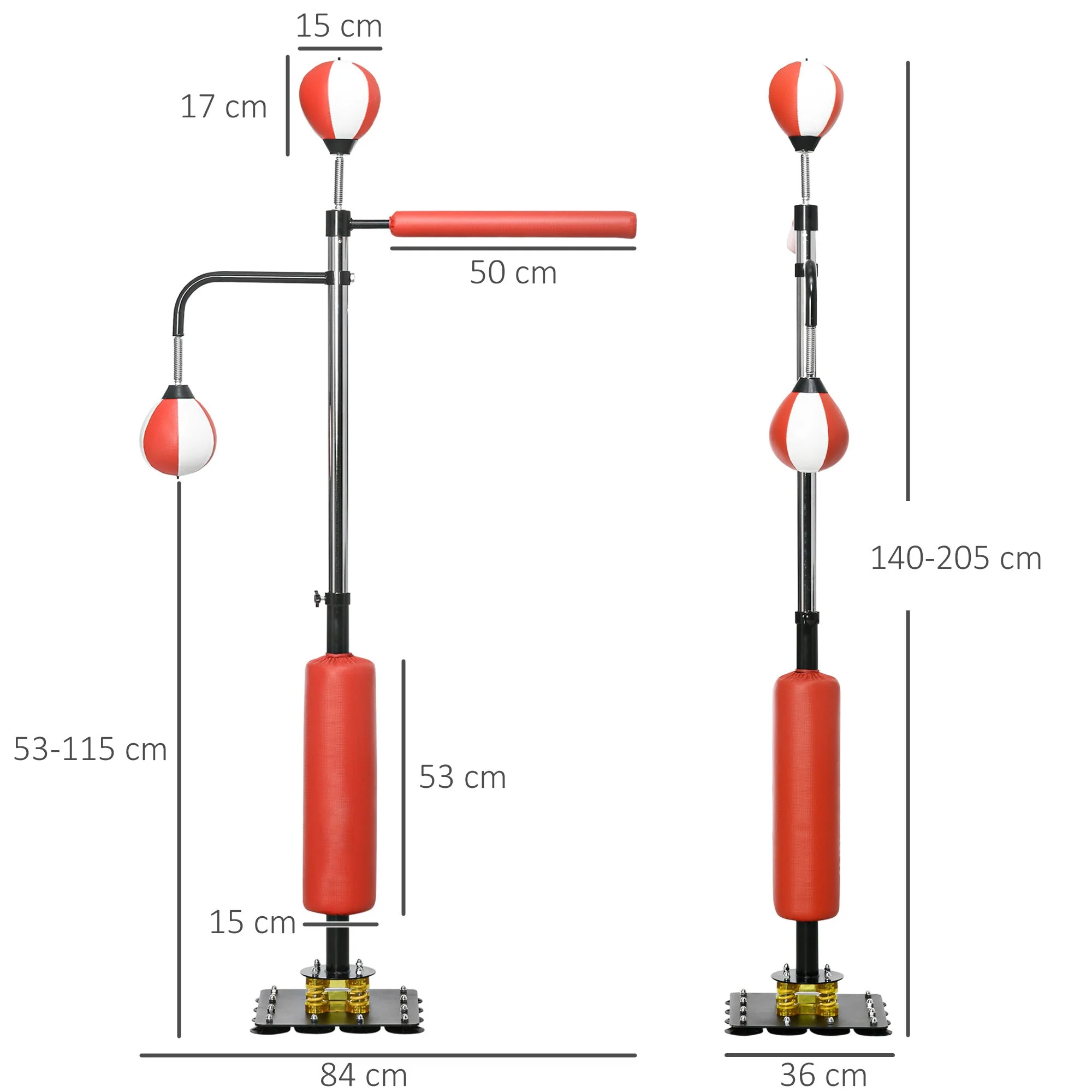 Standing Box, Punching Bag, Adjustable, 2 Speed Balls, Reflex Bar - Image 3