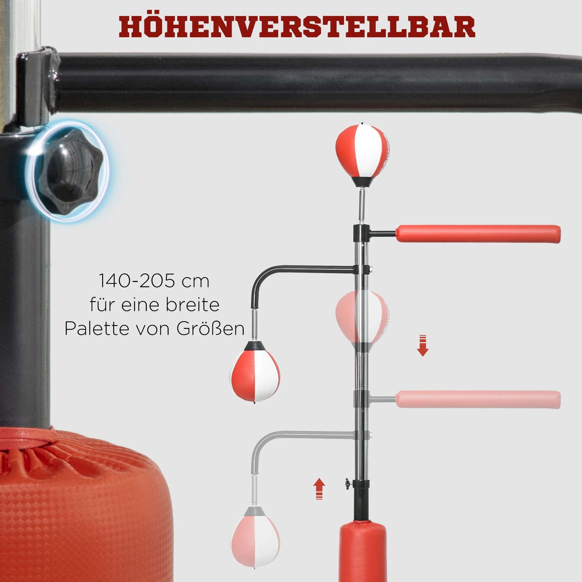 Standing Box, Punching Bag, Adjustable, 2 Speed Balls, Reflex Bar - Image 5
