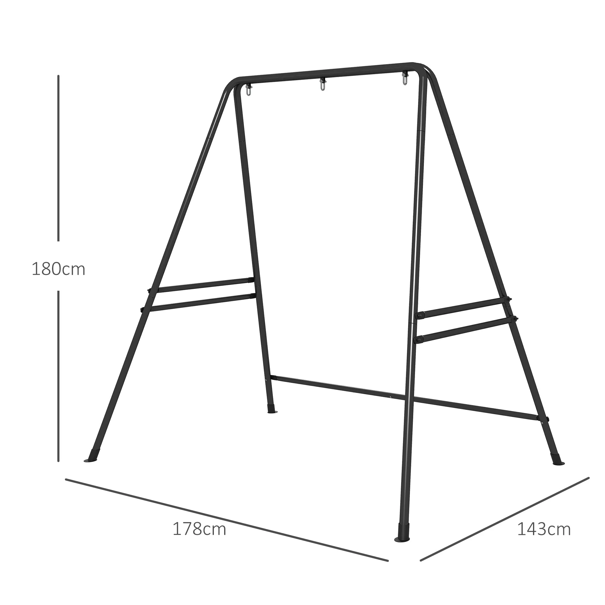 Steel Hanging Chair Frame 178x180cm, 150kg Capacity, Indoor/Outdoor Stand, Black - Image 3