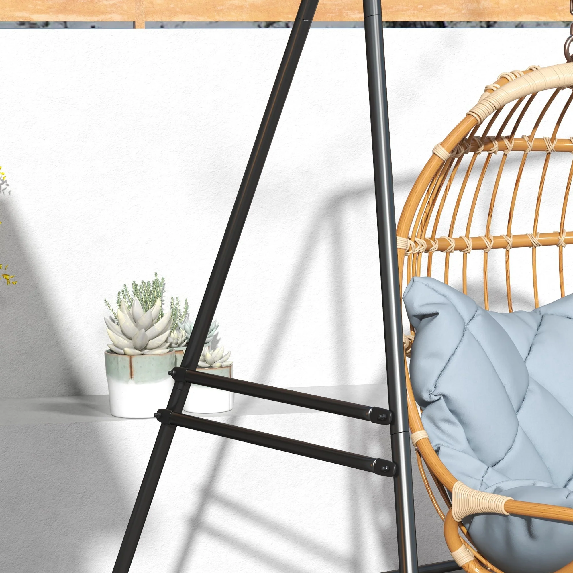 Steel Hanging Chair Frame 178x180cm, 150kg Capacity, Indoor/Outdoor Stand, Black - Image 8