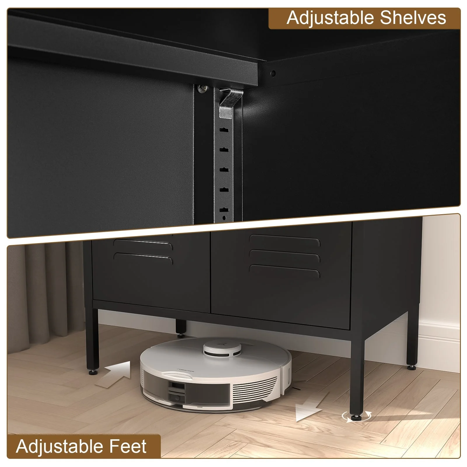 Steel Storage Cabinet 2 Door 2 Movable Shelves - Steel - Image 10